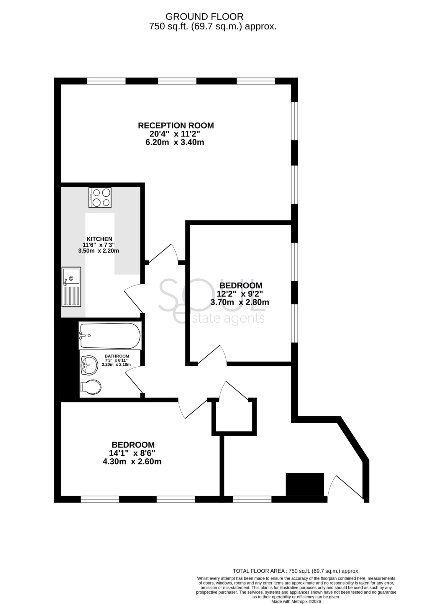 Flat 5 Arun House, High Street, New Malden floorplan