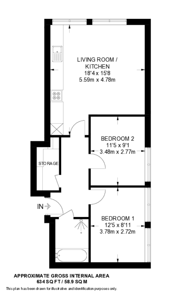 2 Bed Flat , London Road, North Cheam floorplan