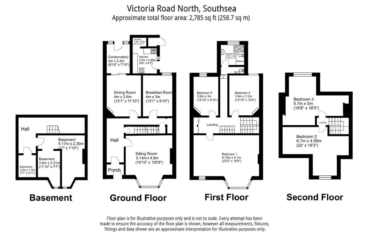 98, Victoria Road North, Southsea floorplan