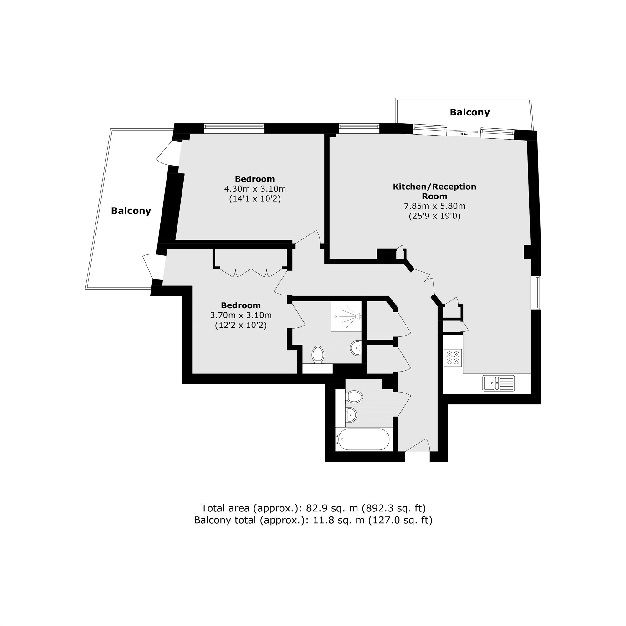 Flat 24, 2, Palmers Road, London floorplan