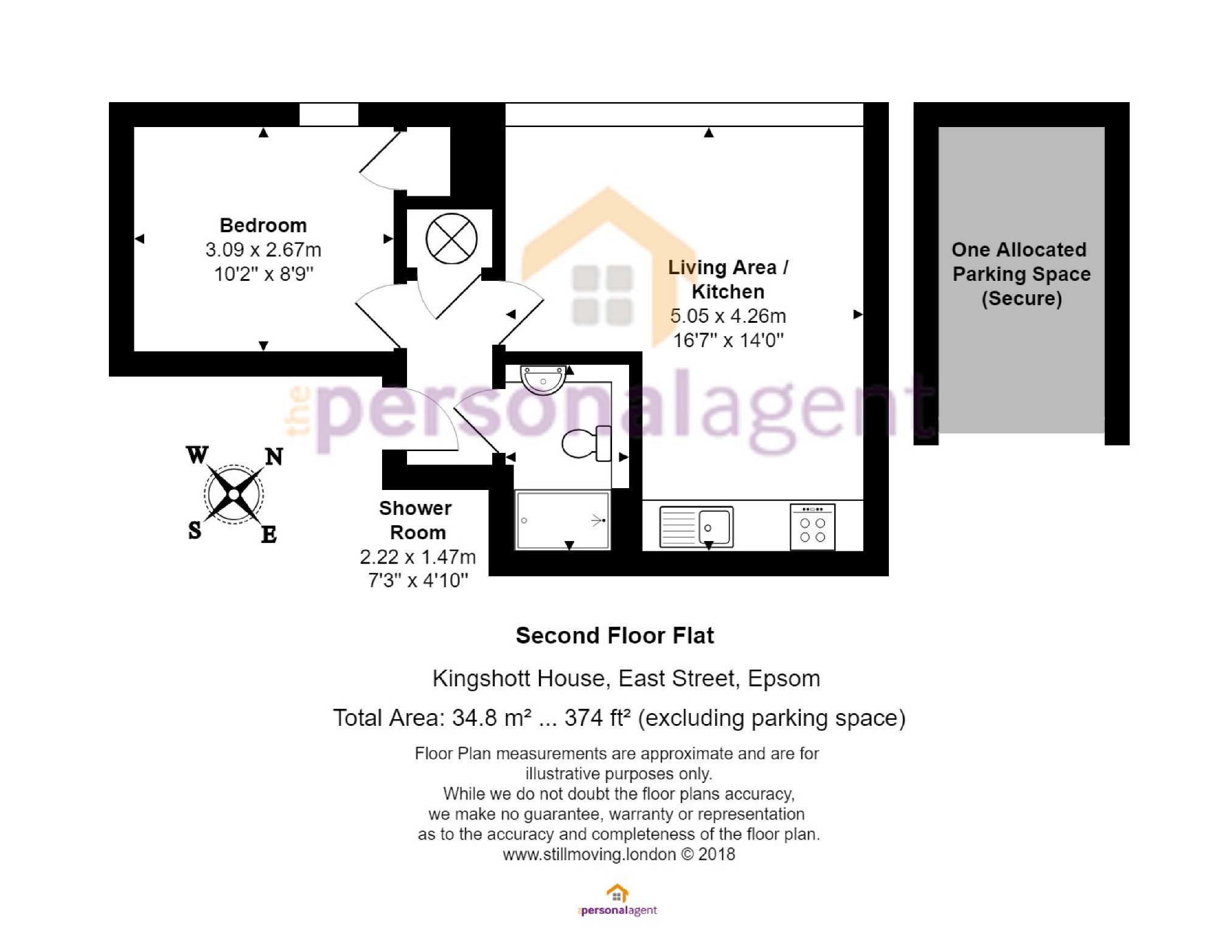 1 Bedrooms Flat for sale in Kingshott House, Epsom, Surrey KT17