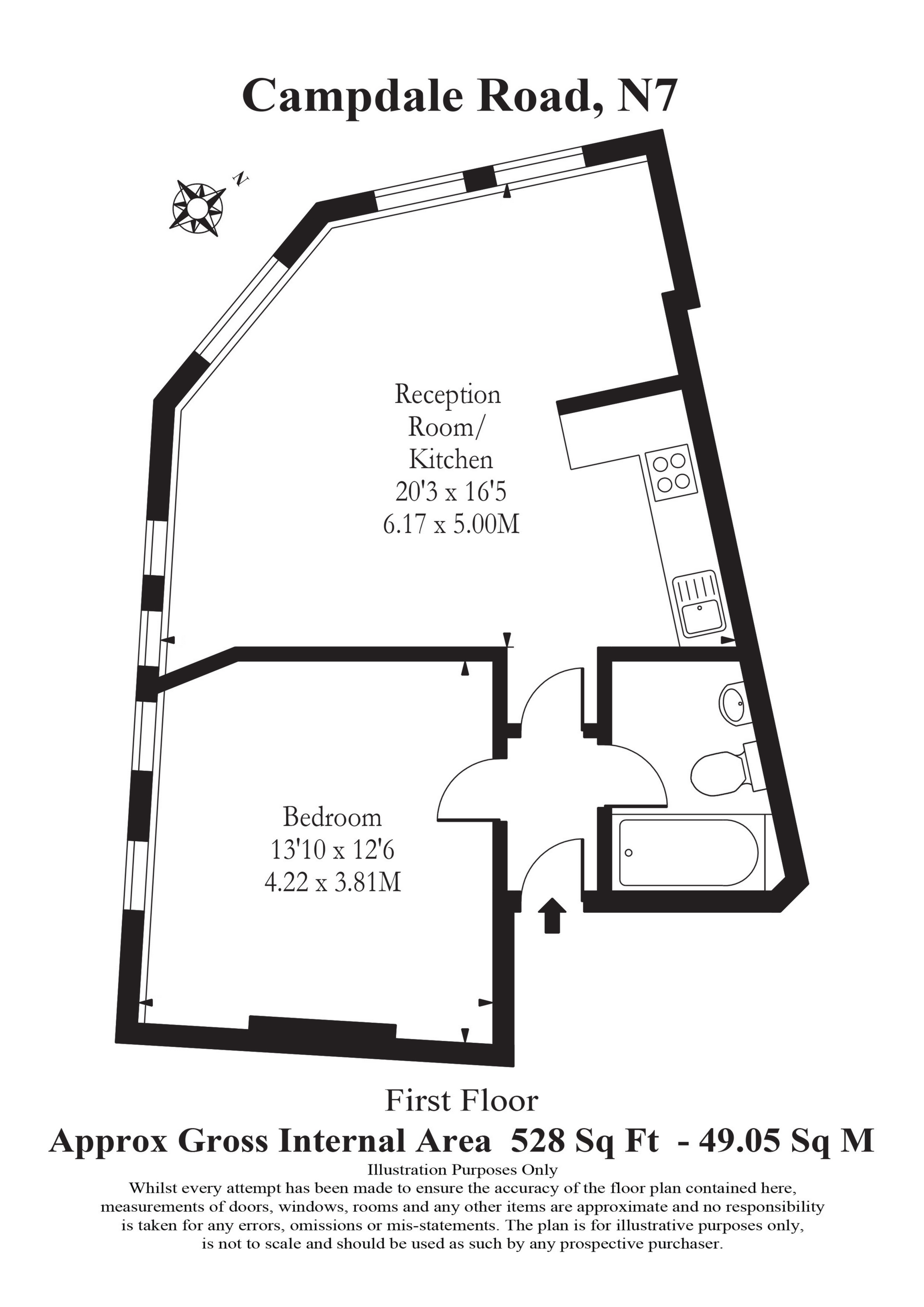 1 Bedrooms Flat to rent in Campdale Road, London N7