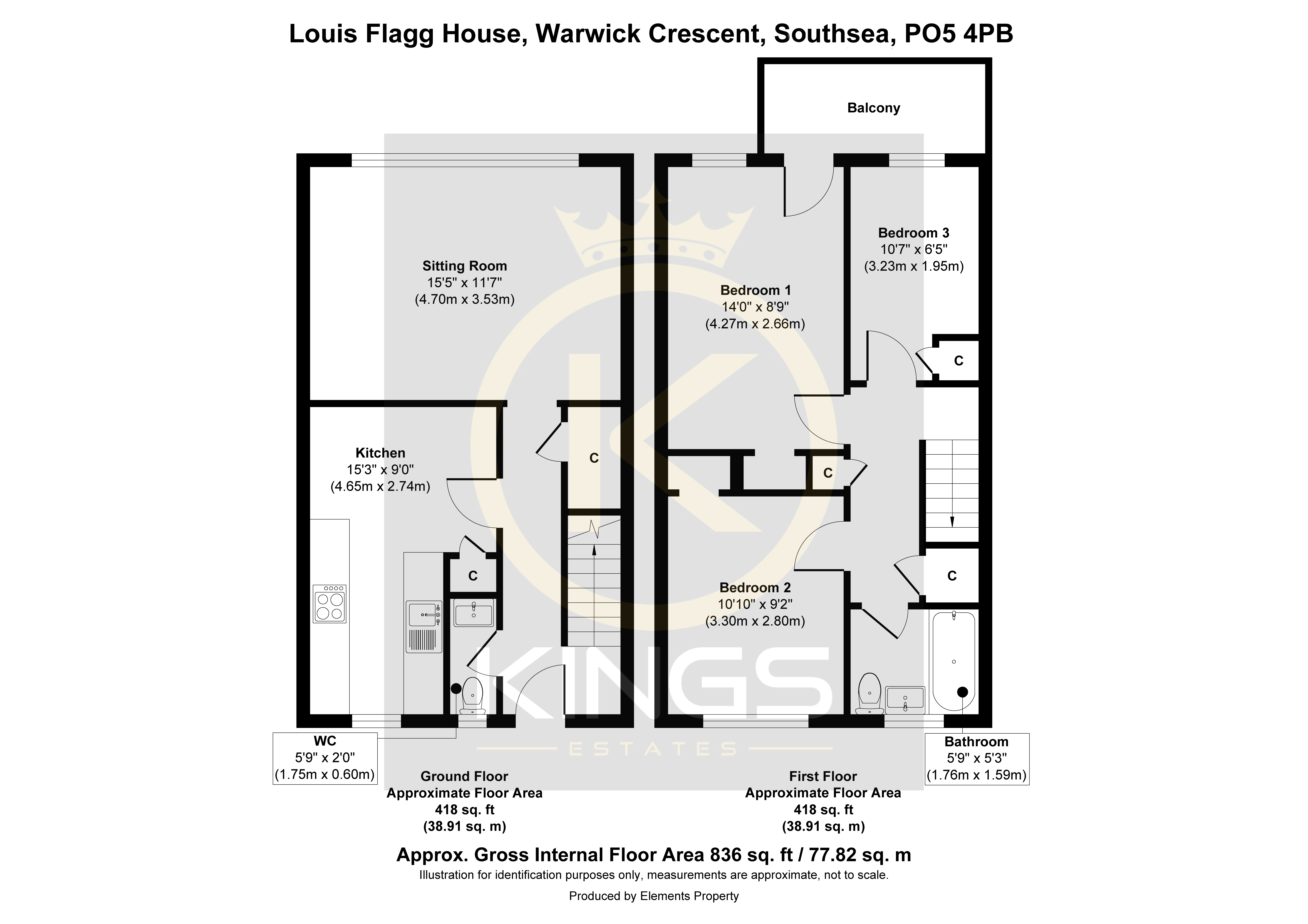 18 Louis Flagg House, 51, Warwick Crescent, Southsea floorplan