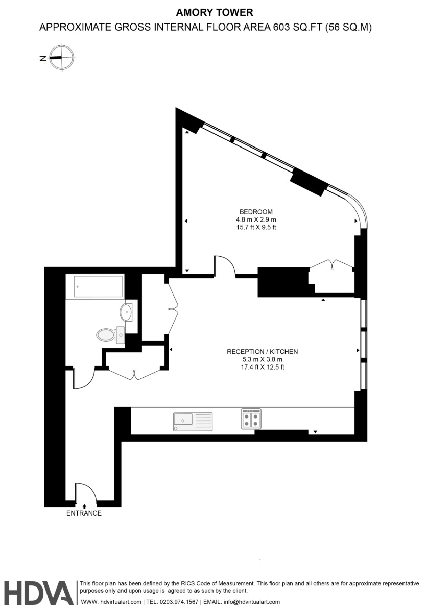 Flat 3103, Amory Tower, 203, Marsh Wall, London floorplan