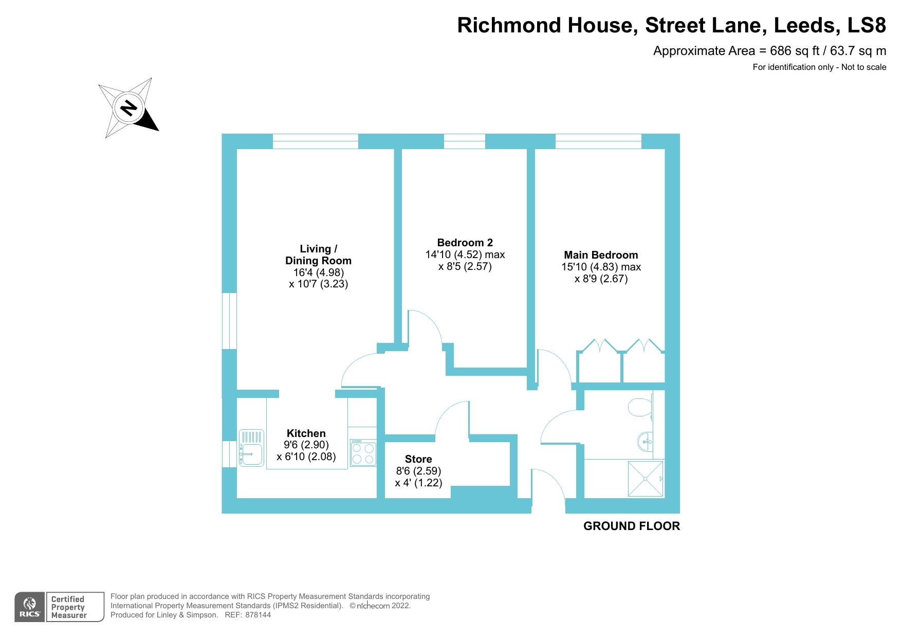 Street Lane, Leeds, West Yorkshire LS8, 2 bedroom flat for sale
