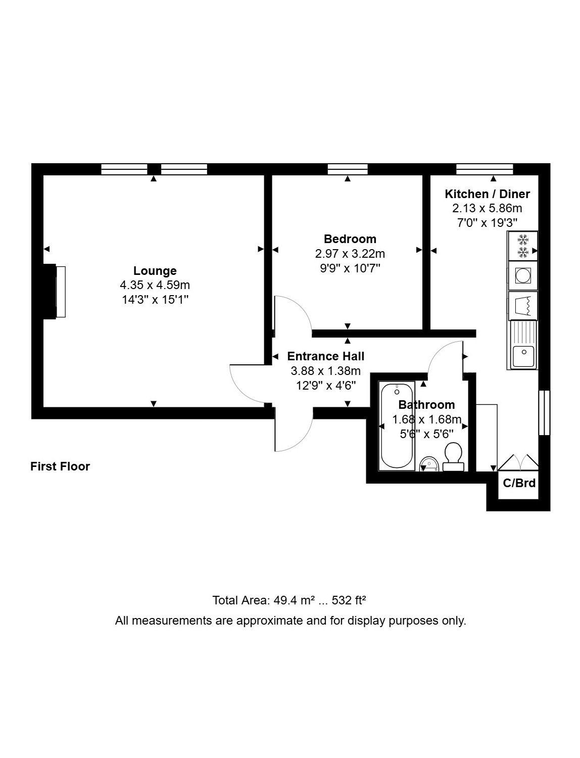 Flat 3, 48, Leacroft, Staines-upon-Thames floorplan