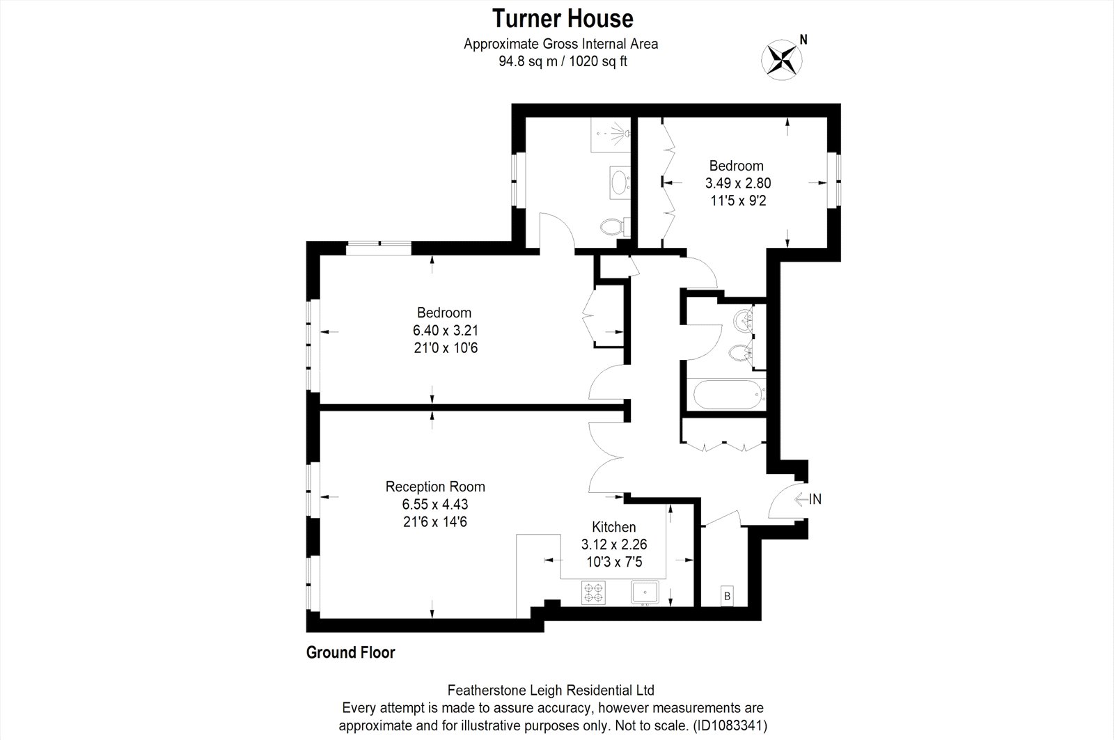 Flat 2, Turner House, 26, Clevedon Road, Twickenham floorplan