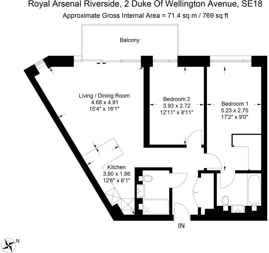 Flat 1904, Norton House,, Duke of Wellington Avenue, Royal Arsenal floorplan