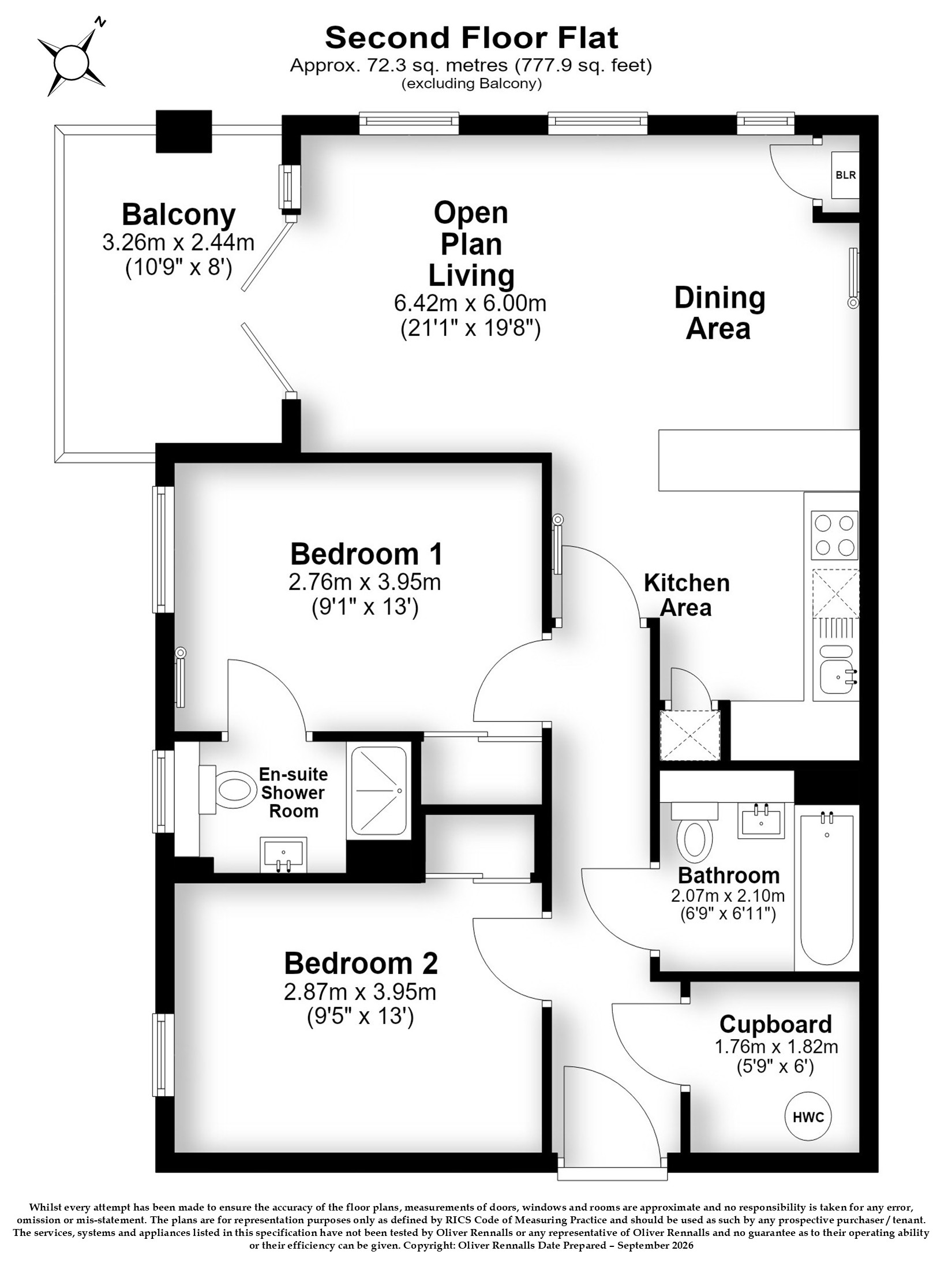 Mason Apartments - 2 Bedroom, Oakum Square, London floorplan