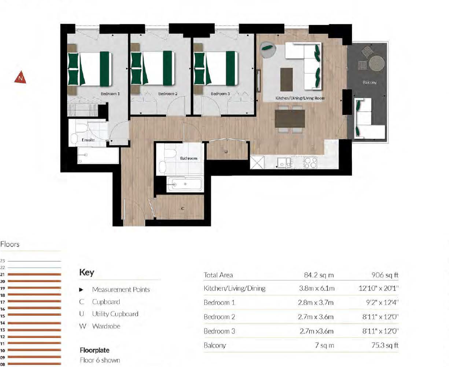Flat B3.11.04, Bermondsey Place, Art House,, London floorplan