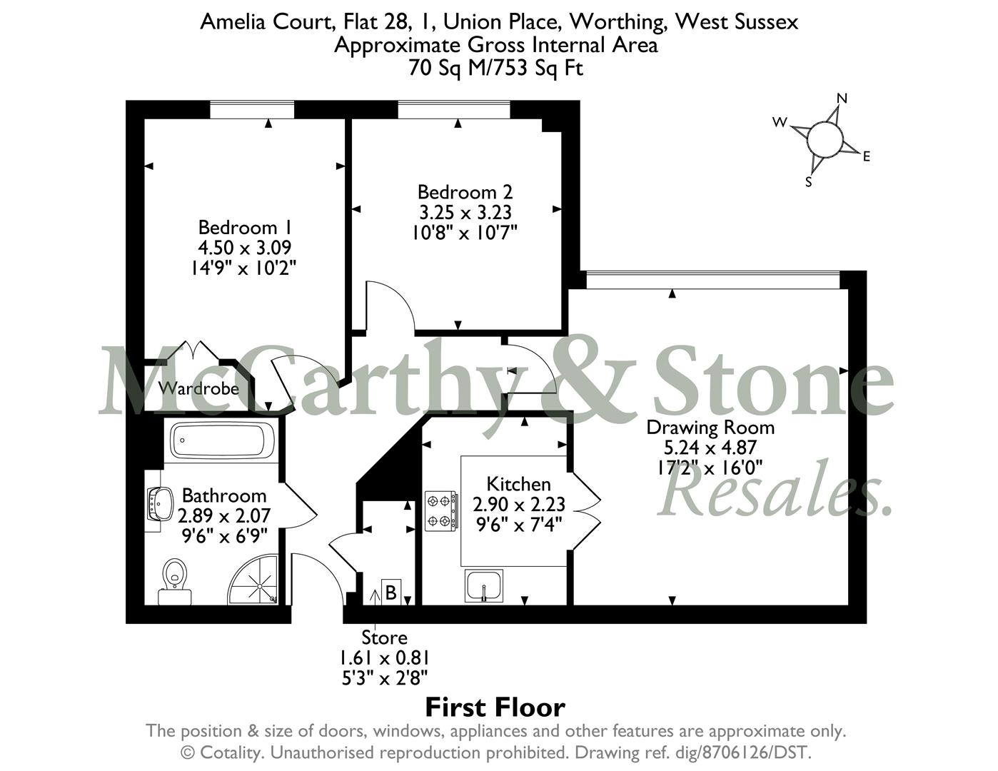 28 Amelia Court, Union Place, Worthing floorplan