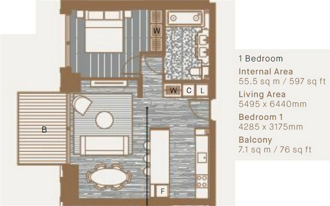 1 Bedrooms Flat to rent in New Union Square, London SW11