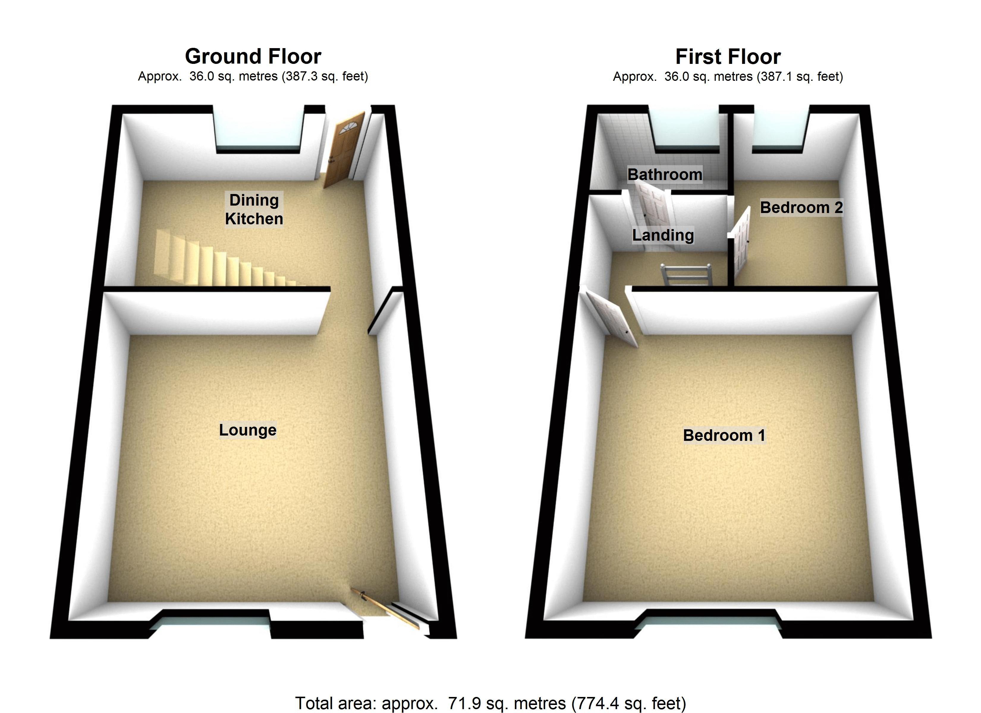 2 Bedrooms Terraced house to rent in South View, Bamford, Rochdale OL11