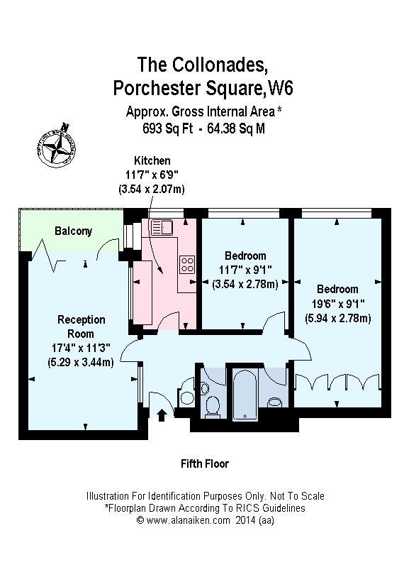Flat 191, The Colonnades, London floorplan