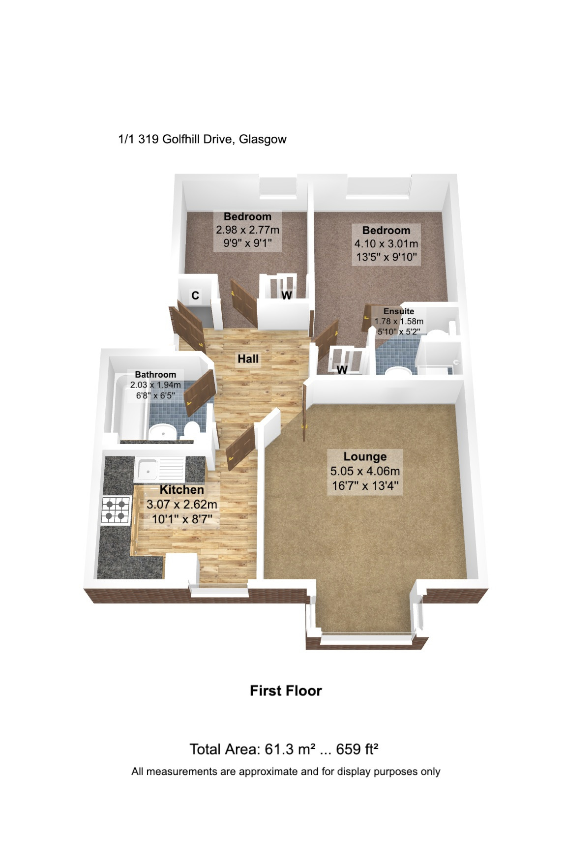 1/1 319 Golfhill Drive, Dennistoun, Glasgow floorplan