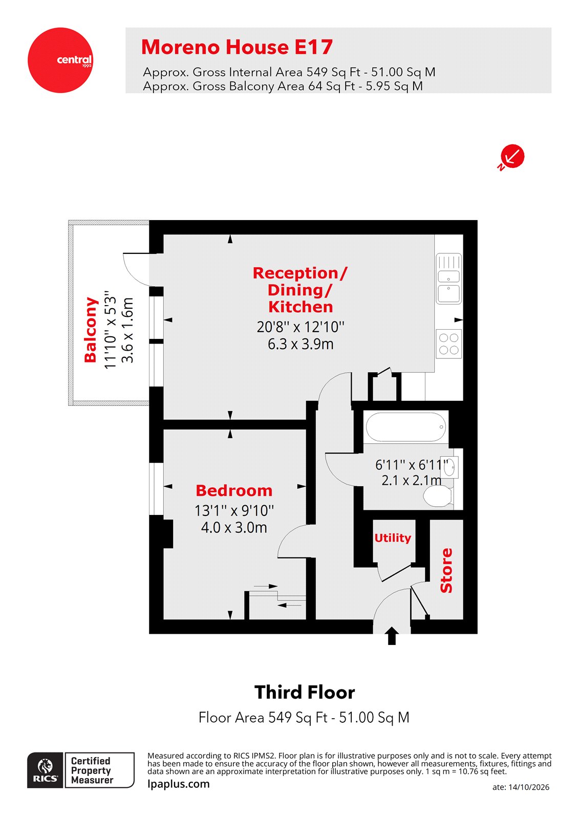 Flat 18, Moreno House, 15, Marlowe Road, London floorplan