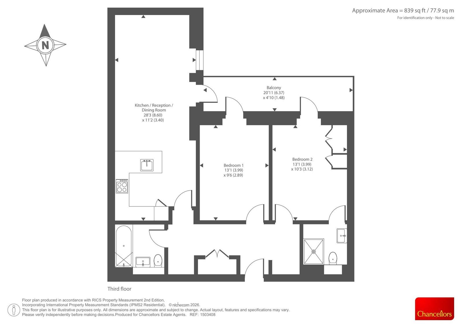 Flat 28, Beaufort Court, 65, Maygrove Road, London floorplan