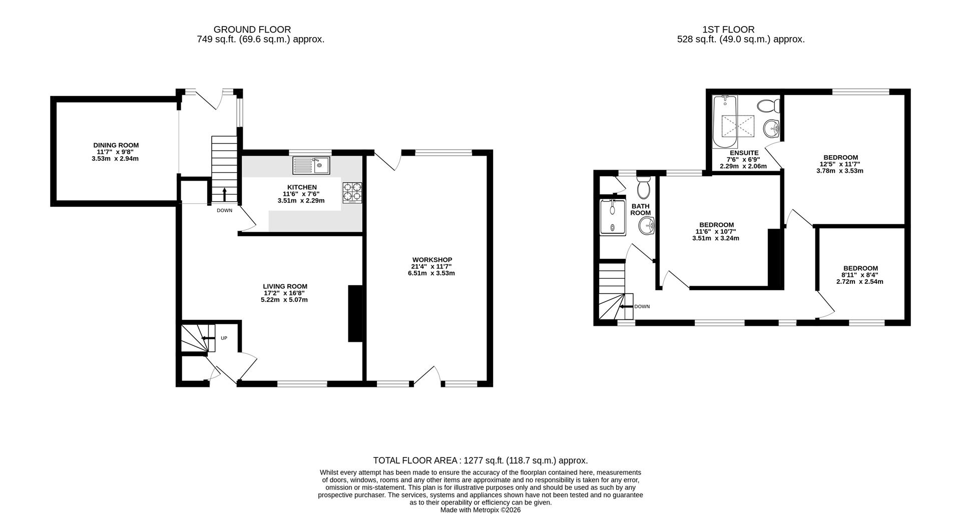 2 Brookvale Cottages, Back Lane, Totley Rise floorplan