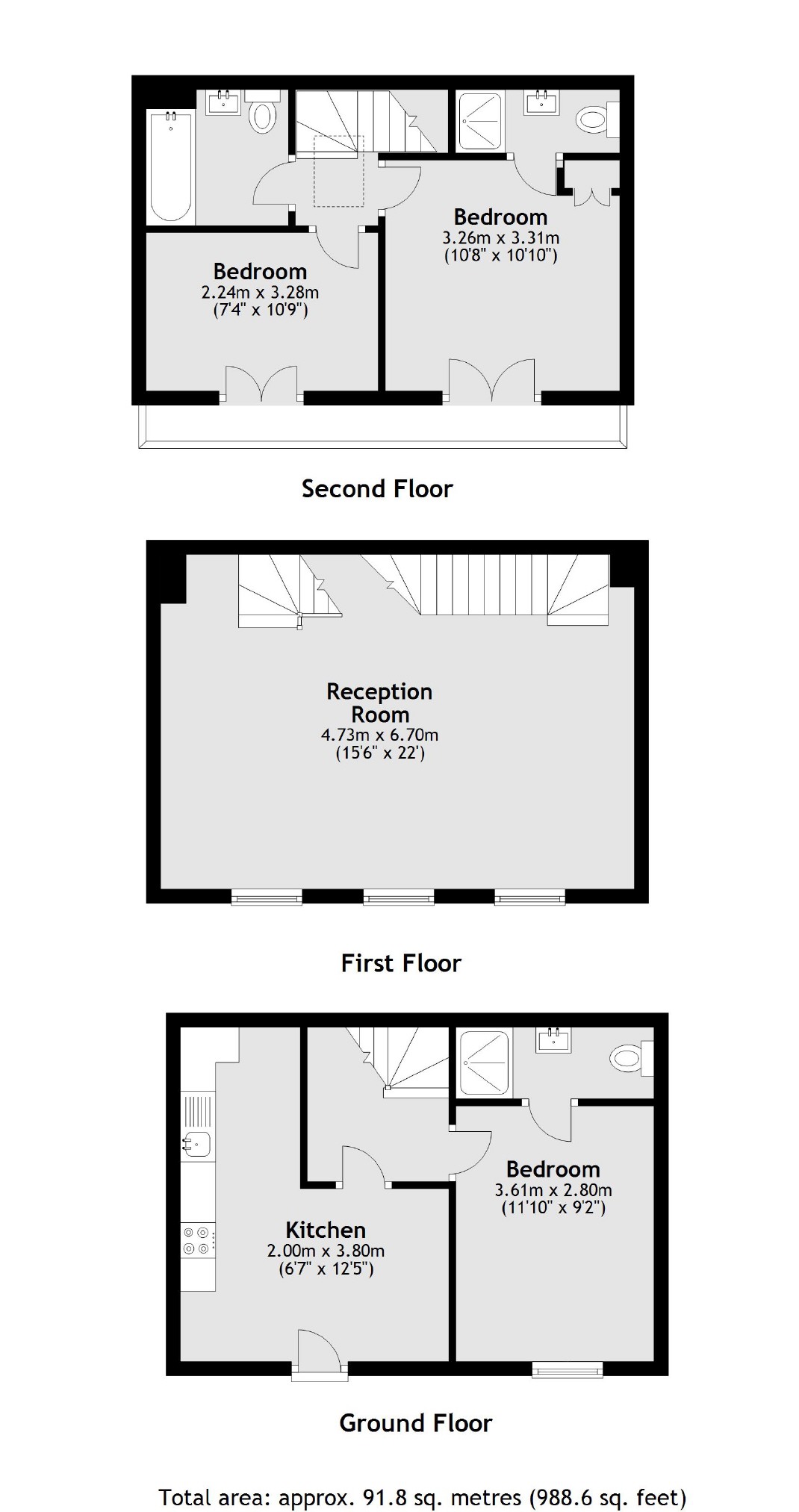 44, Ossington Street, London floorplan