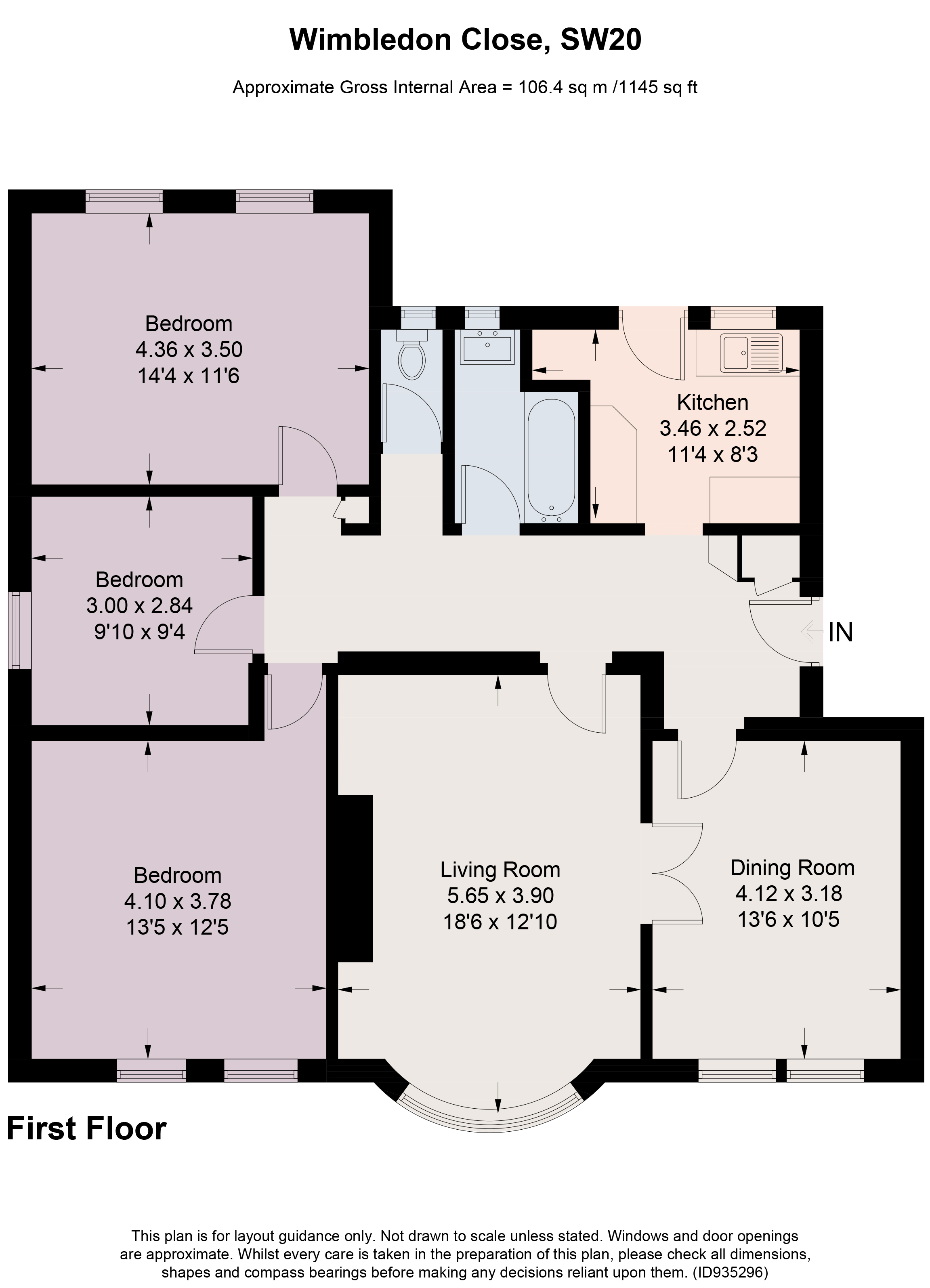 Wimbledon Close, The Downs, Wimbledon, London SW20, 3 bedroom flat for