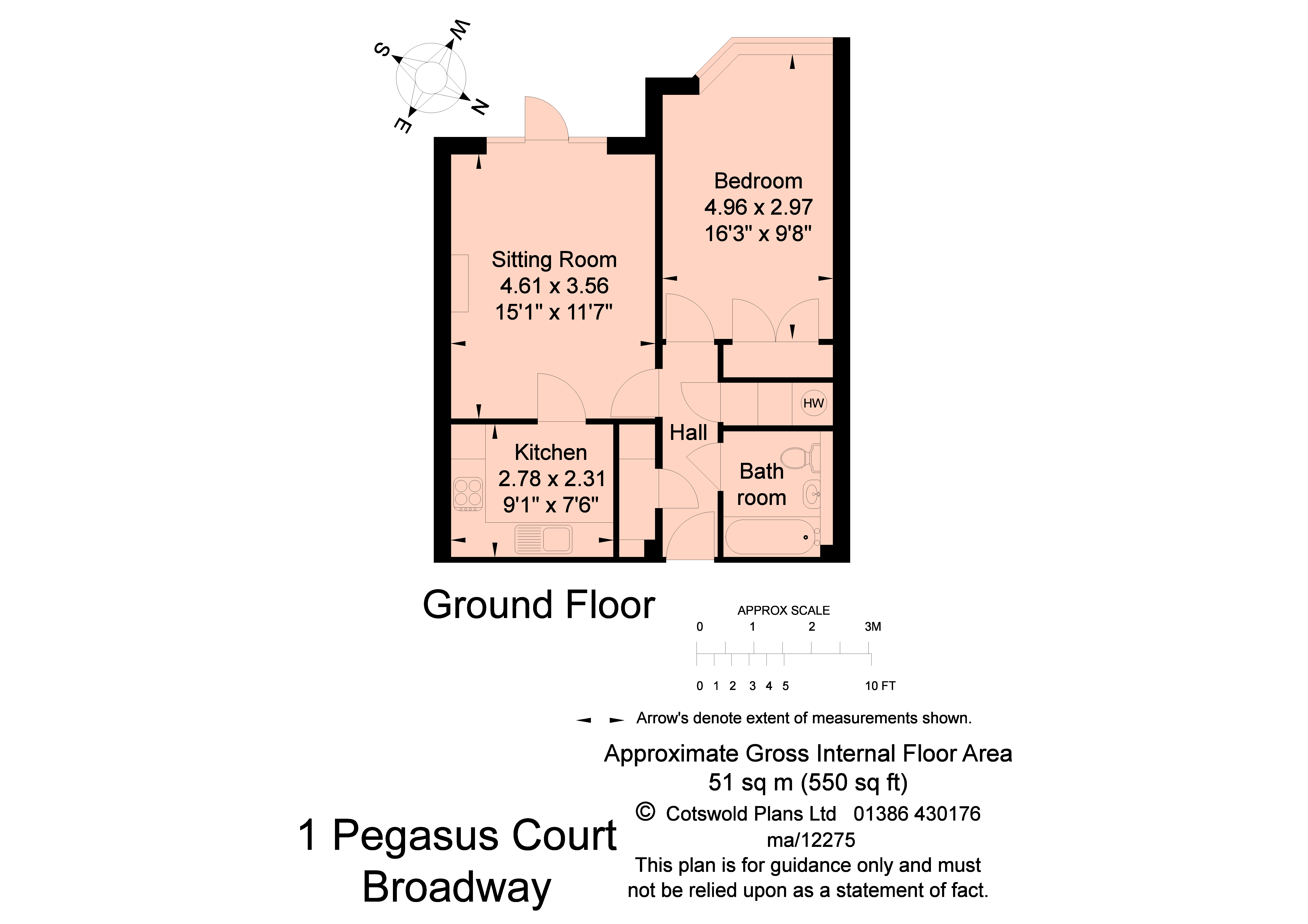 Flat 1, Pegasus Court,, Station Road, Broadway floorplan