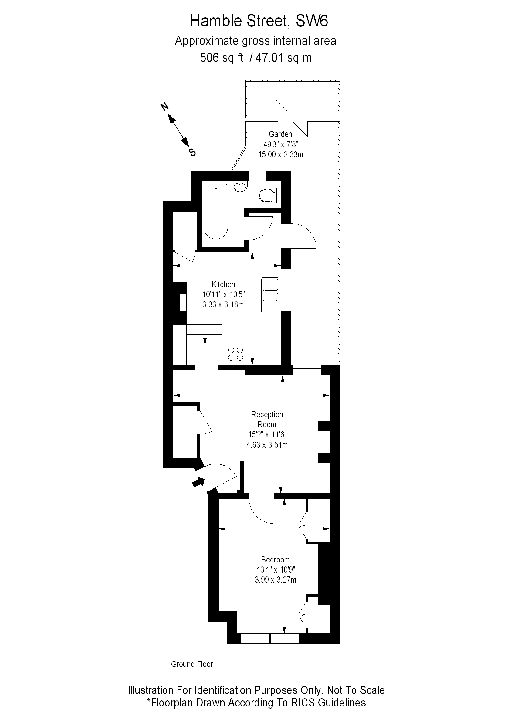 44, Ground Floor Flat, Hamble Street, London floorplan
