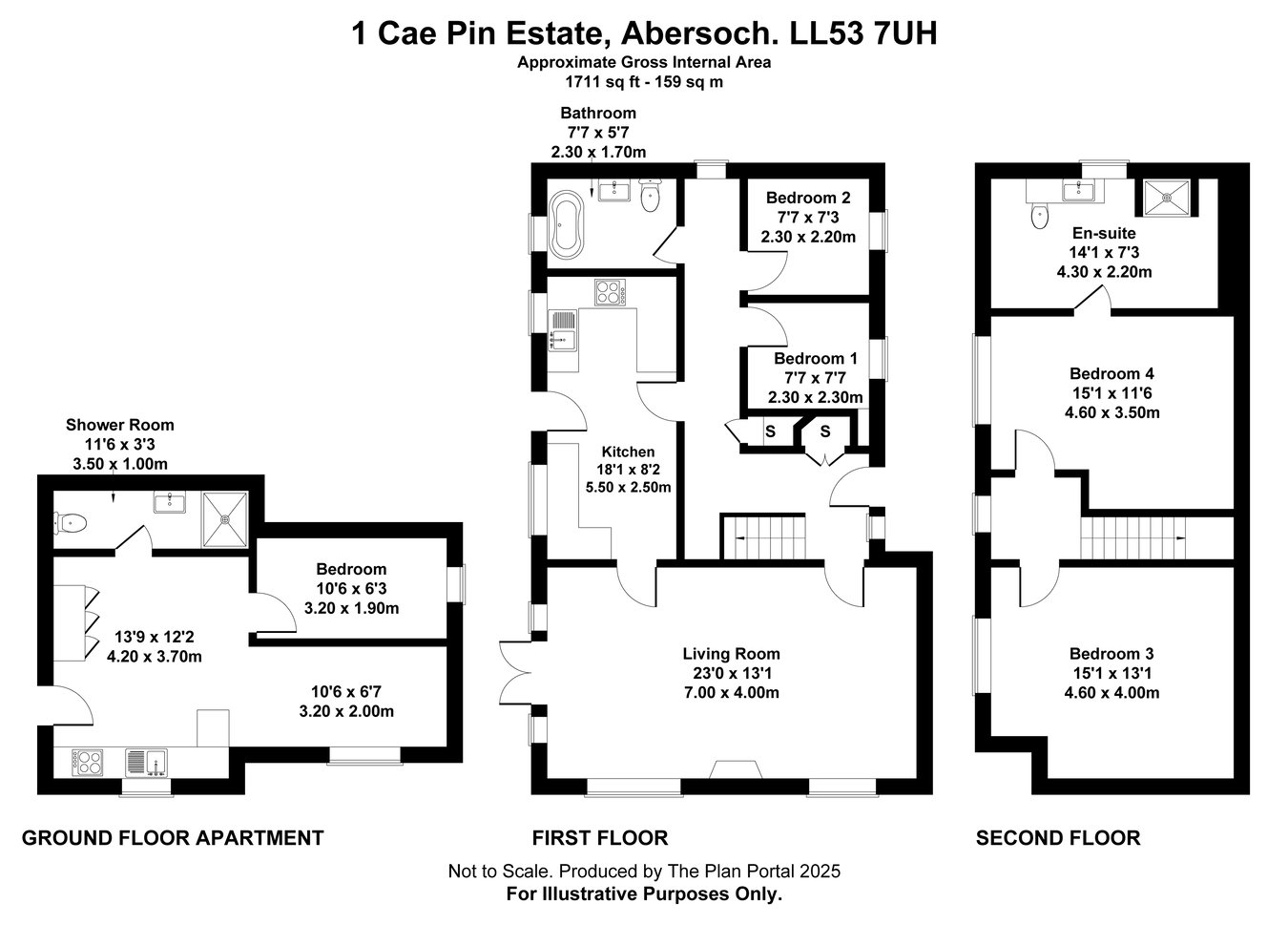 1 Cae Pin Estate, Pwllheli floorplan