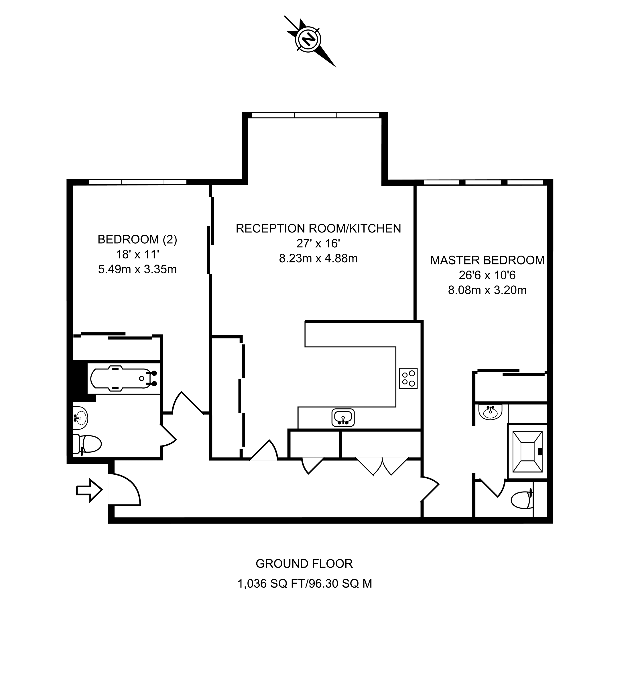 2 Bedrooms Flat to rent in Lawn Lane, Vauxhall SW8