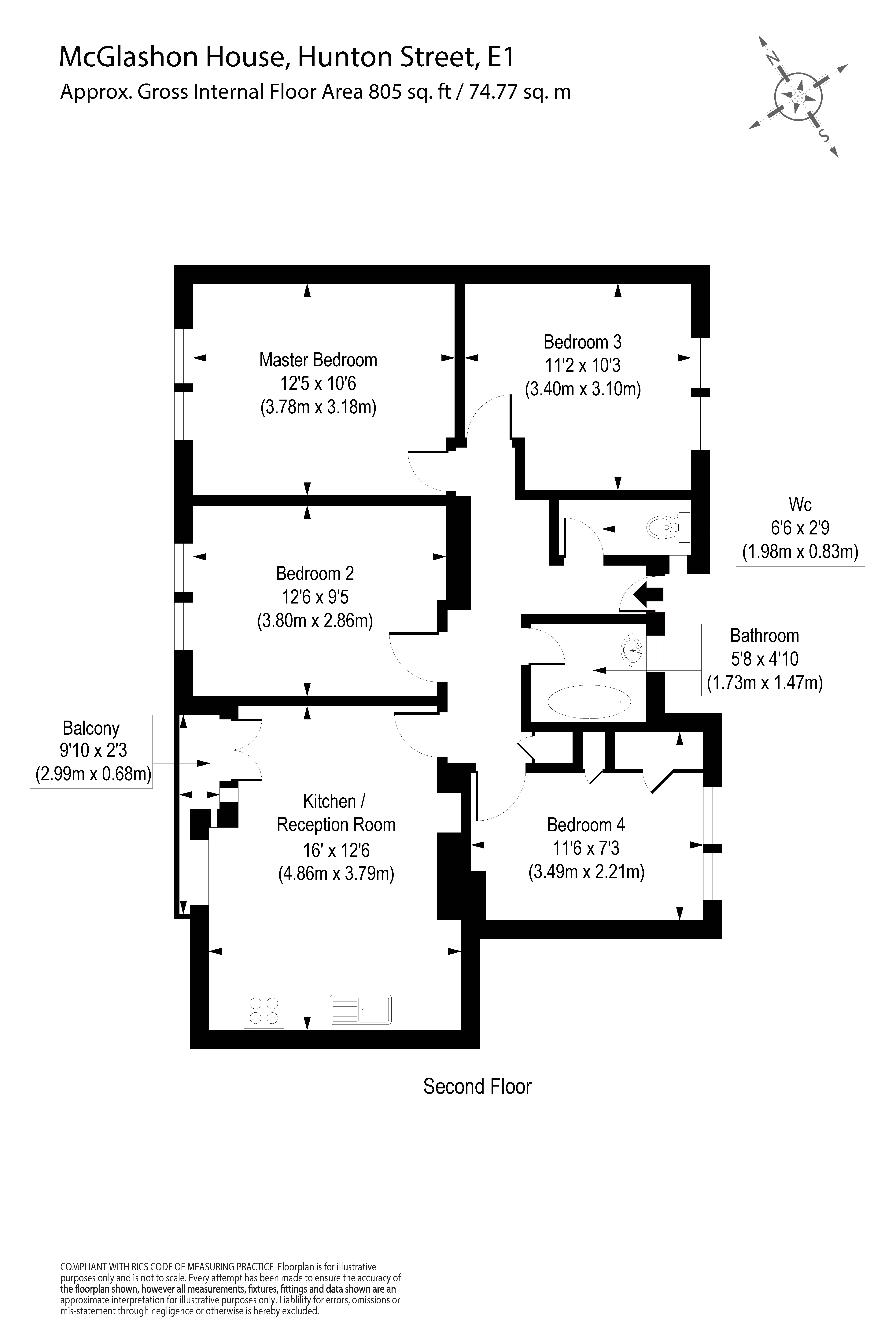 4 Bedrooms Flat for sale in Mcglashon House, Hunton Street, London E1