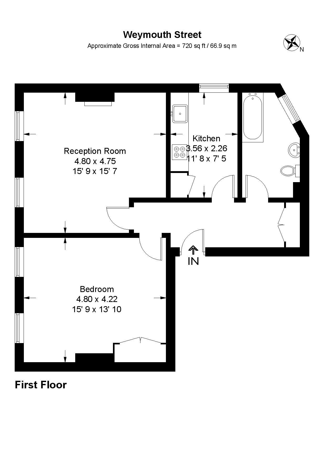 1 Bedrooms Flat to rent in Weymouth Street, London W1G