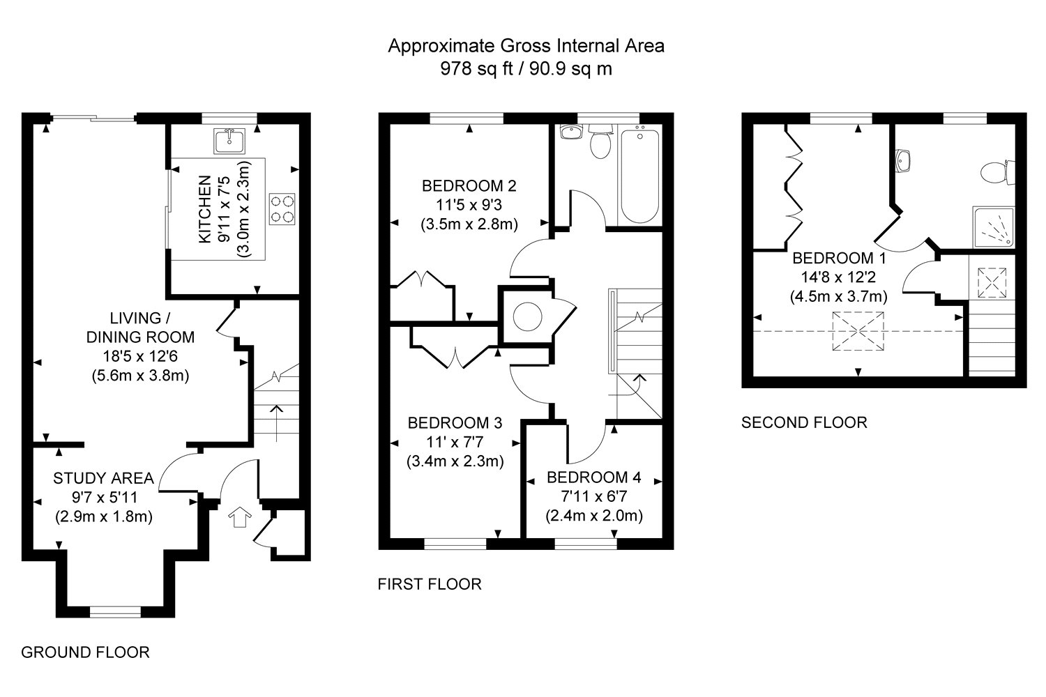 4 Bedrooms Terraced house for sale in Woking, Surrey GU21