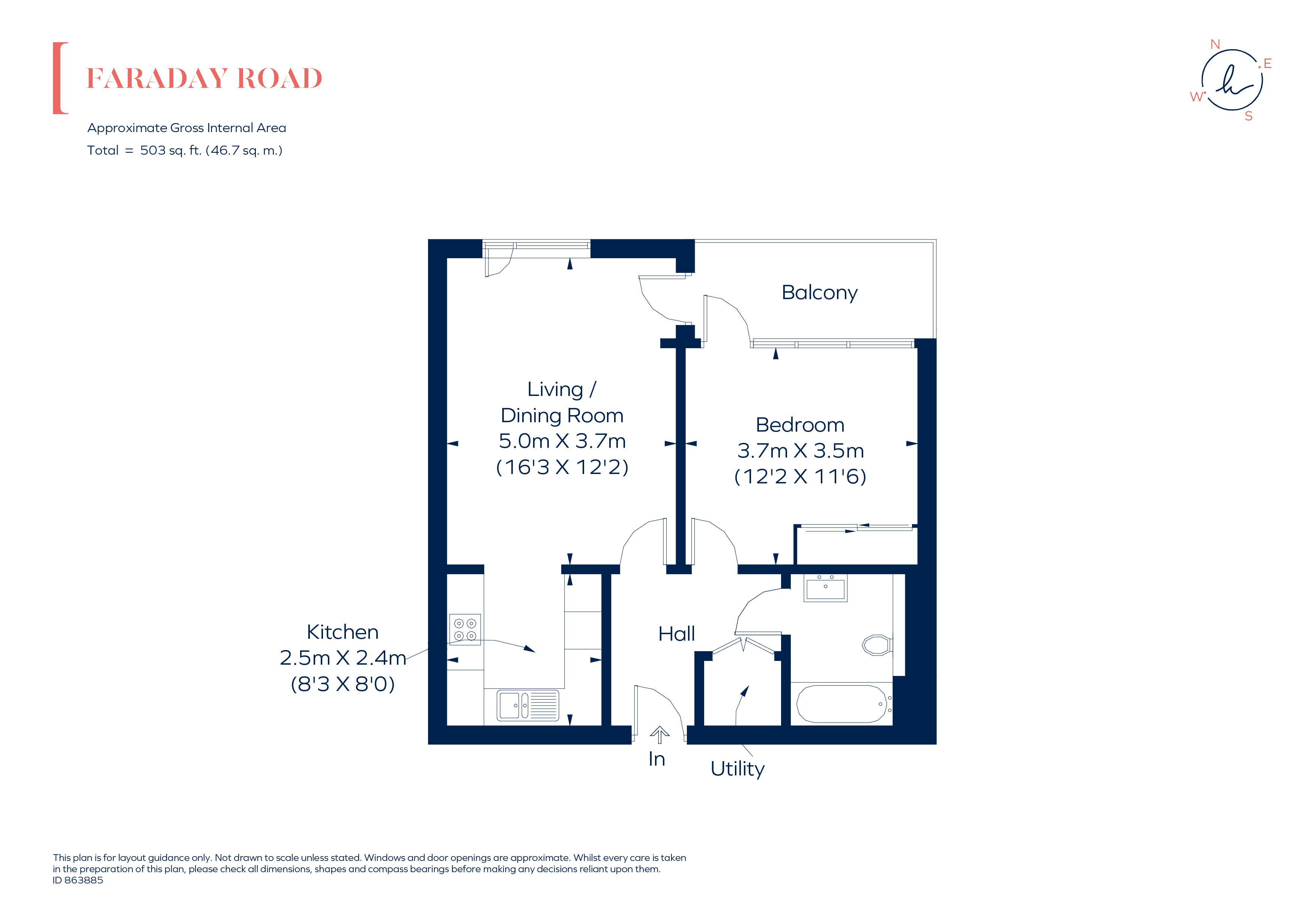 Flat 3, 17, Faraday Road, London floorplan
