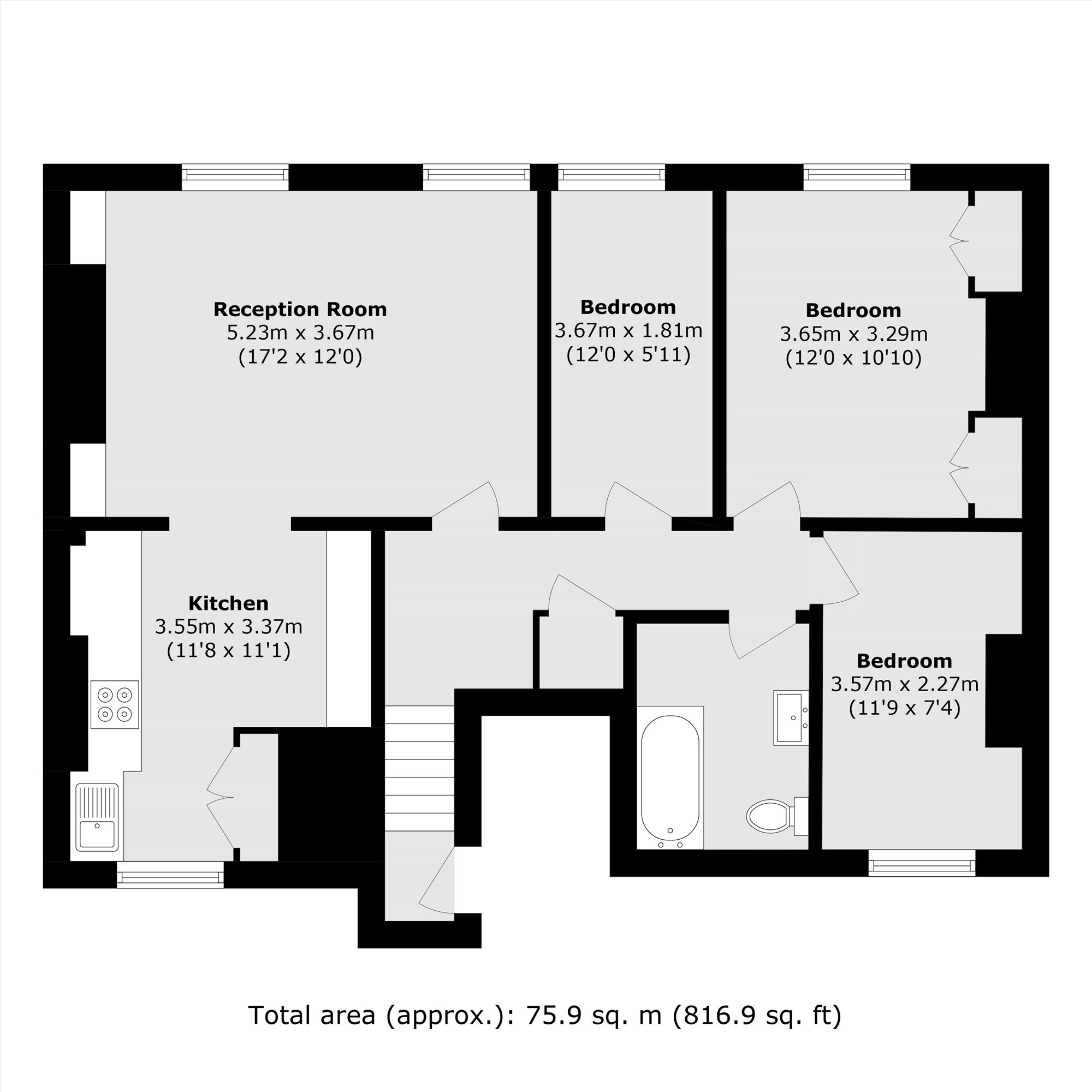 Flat 1, 17-19, Kellett Road, London floorplan