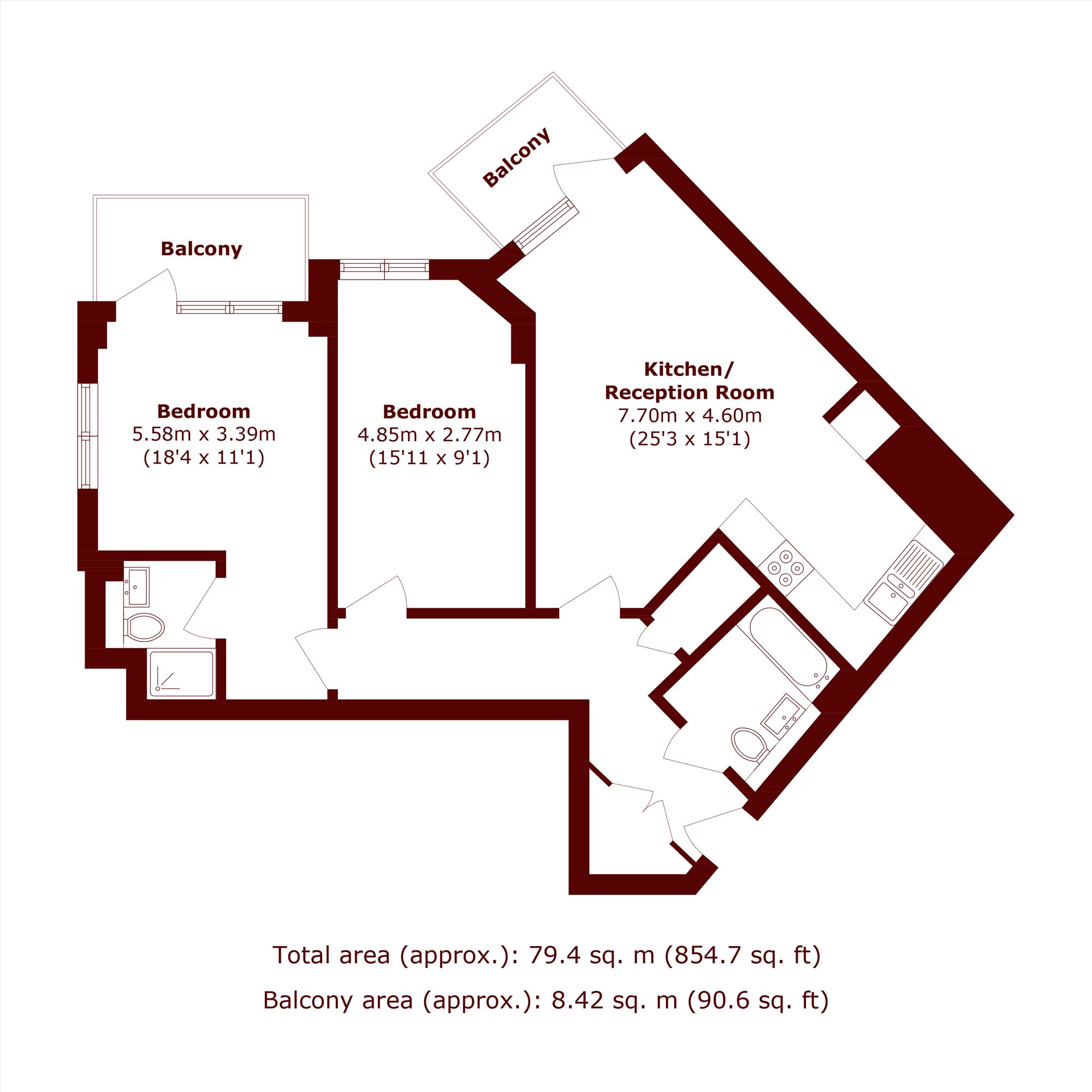 43, Penrose Court, 20, Boundaries Road, London floorplan