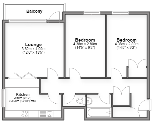 Flat 96, Hereford Court, Hereford Street, Brighton floorplan