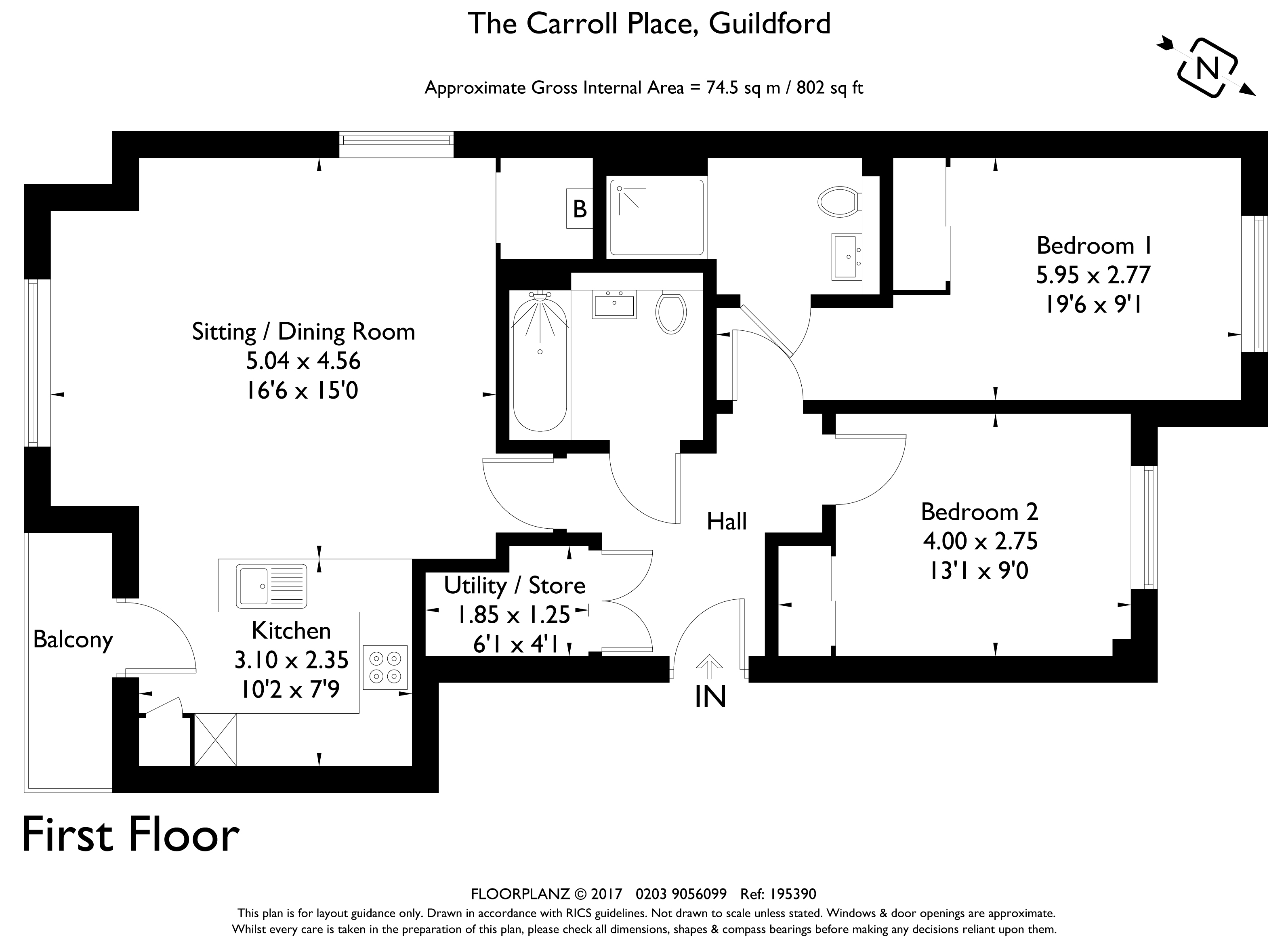 2 Bedrooms Flat to rent in Carroll Place, Guildford GU2