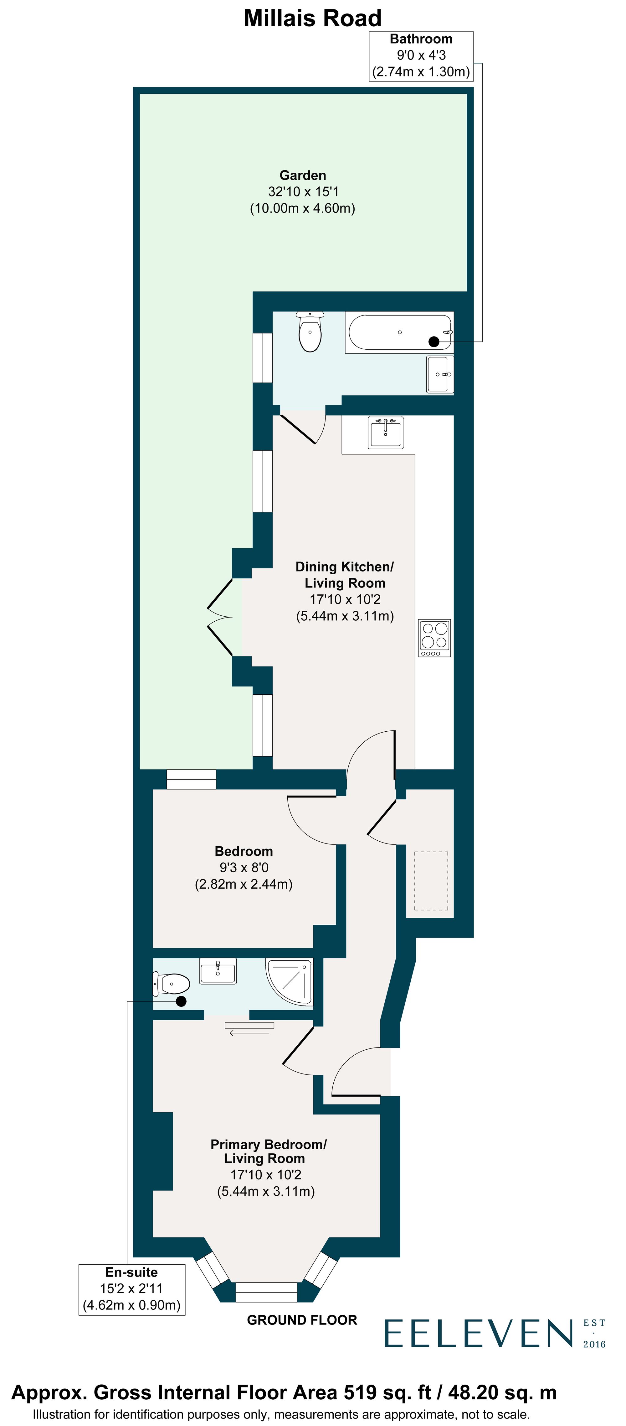 Ground floor flat 78 Millais Road, London floorplan