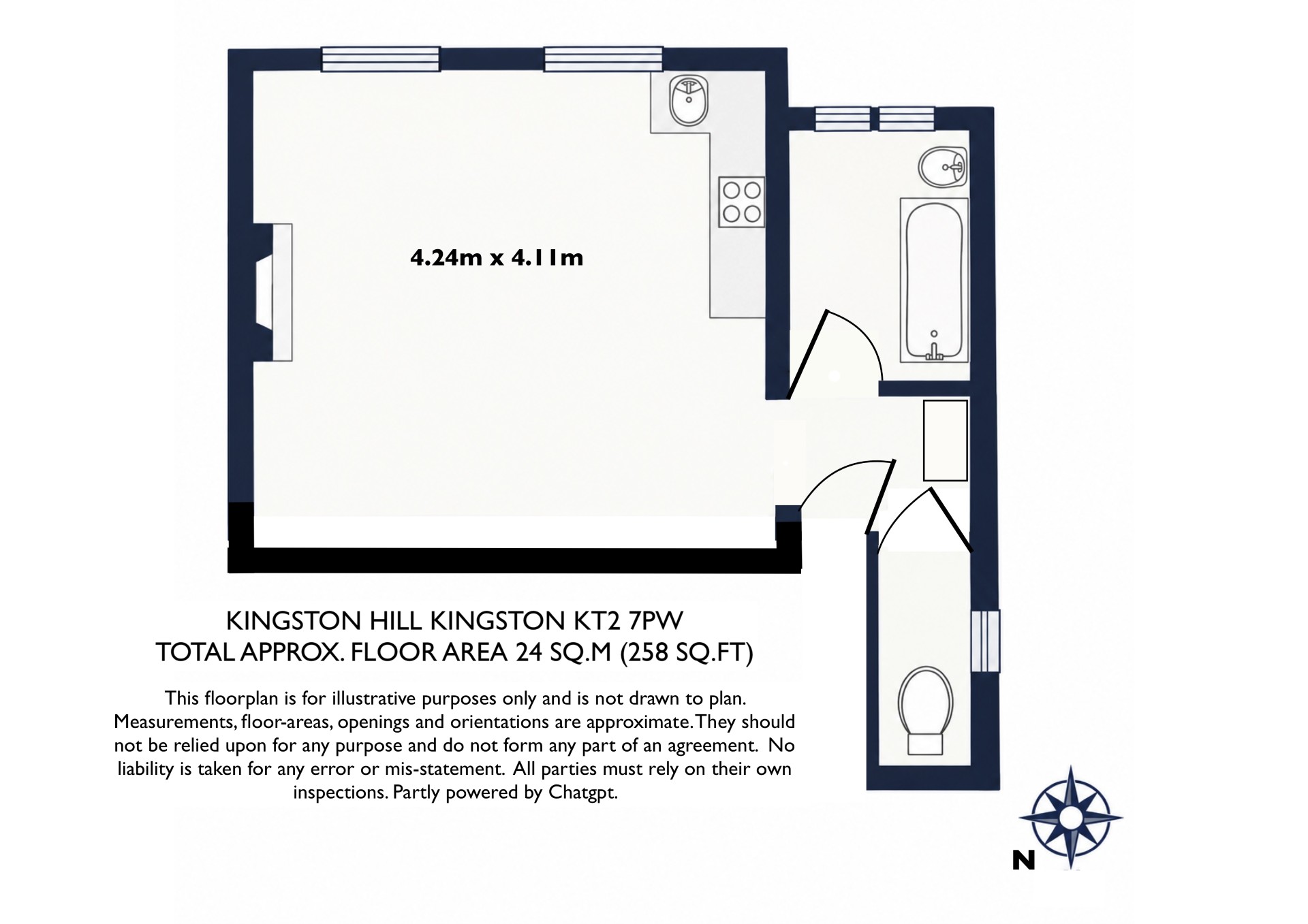 Flat 3, 13, Kingston Hill, Kingston Upon Thames floorplan