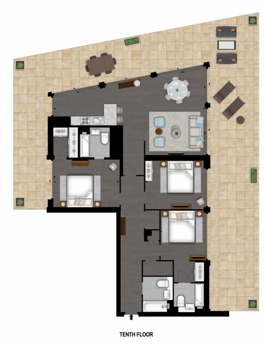 3 Bedrooms Flat to rent in Thornes House (The Residence), Charles Clowes Walk, Nine Elms SW11
