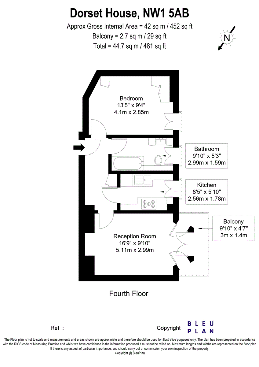Flat 15A, Dorset House,, Gloucester Place, London floorplan