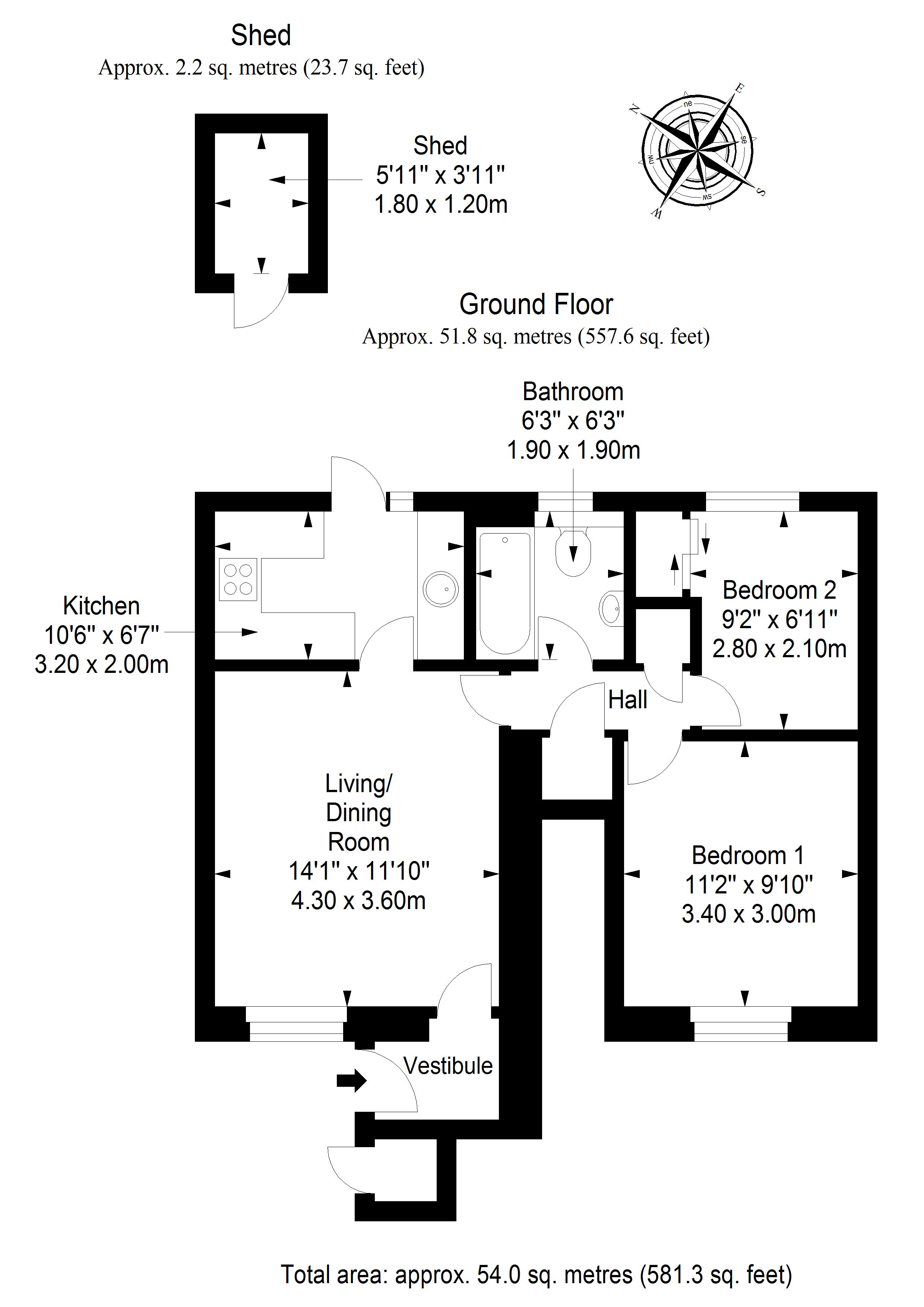 2 Bedrooms Flat for sale in 29 Castle Avenue, Gorebirdge EH23