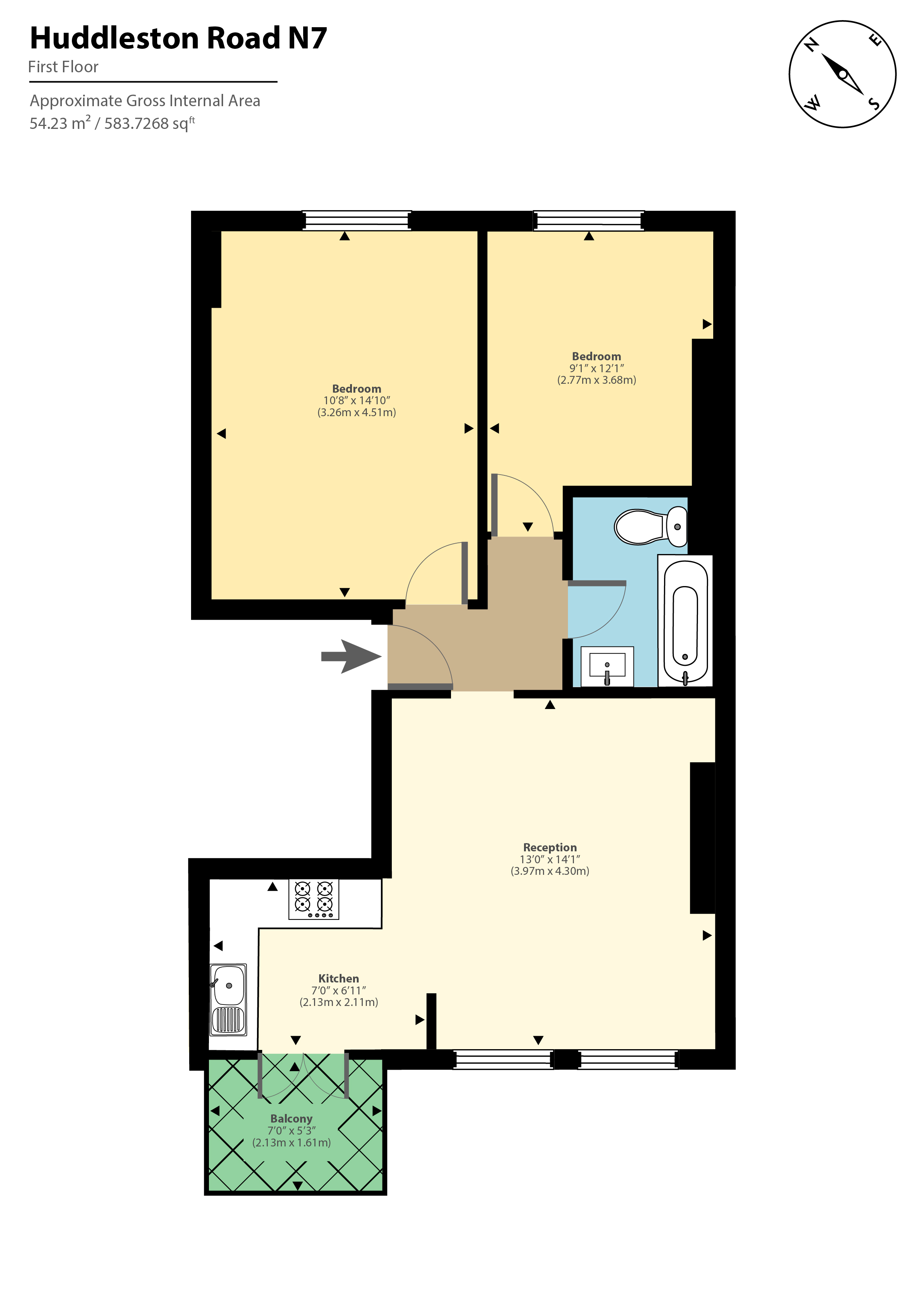 Huddleston Road, Tufnell Park, London N7, 2 bedroom flat for sale