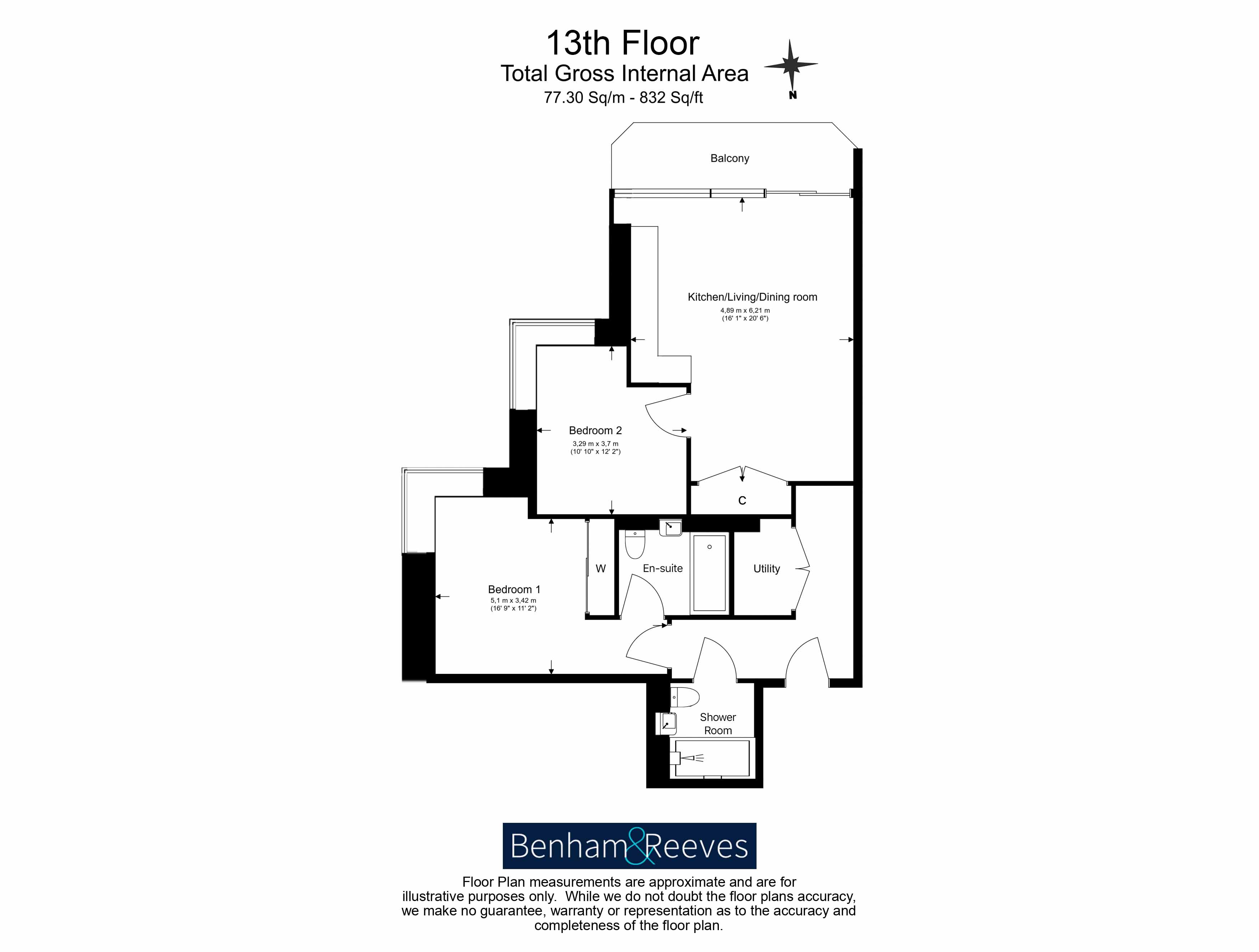 Flat 1305, Forbes Apartments, 6, Brigadier Walk, Woolwich floorplan