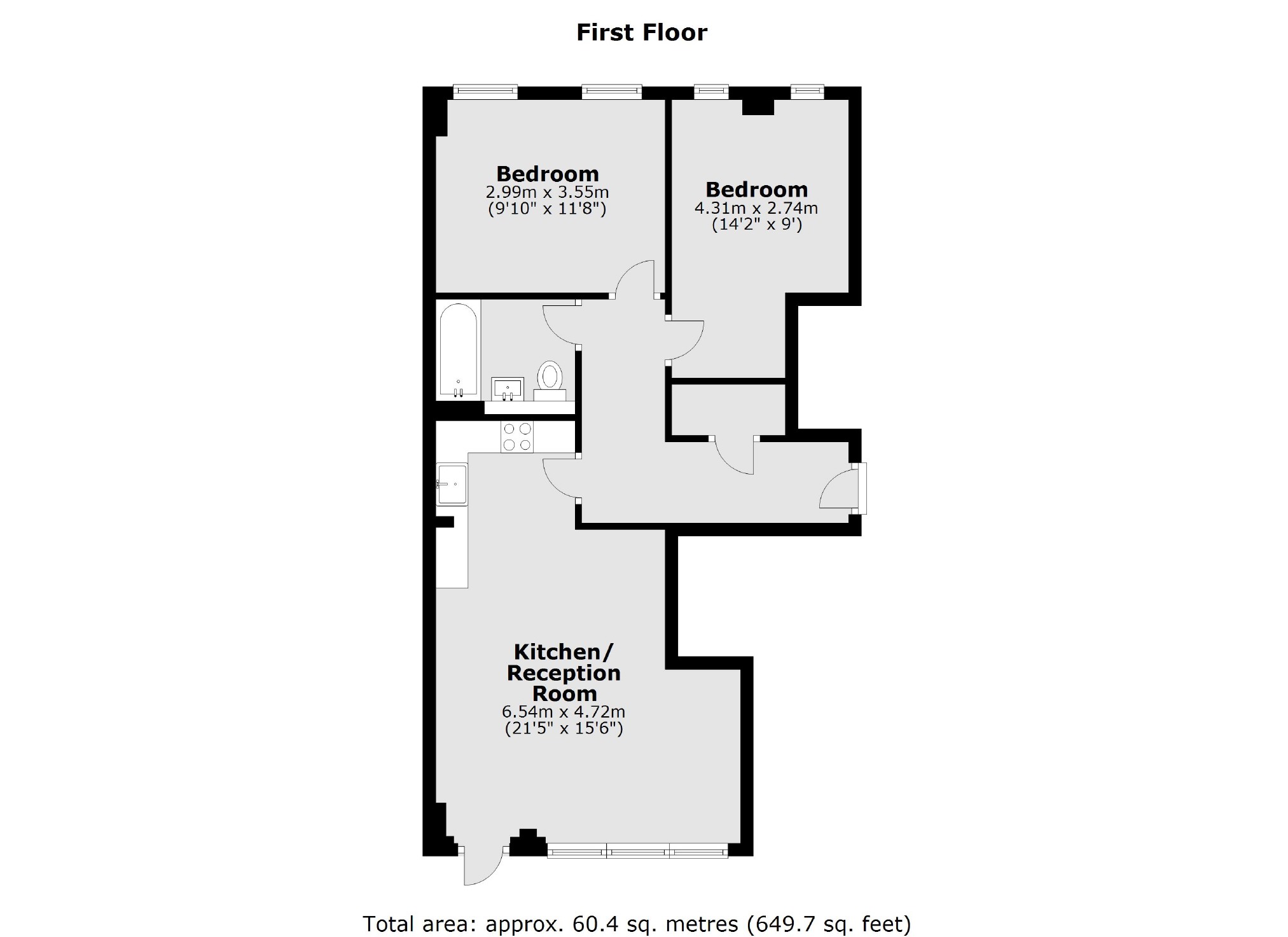 Flat 2 Nya House, 40, Baker Street, Weybridge floorplan