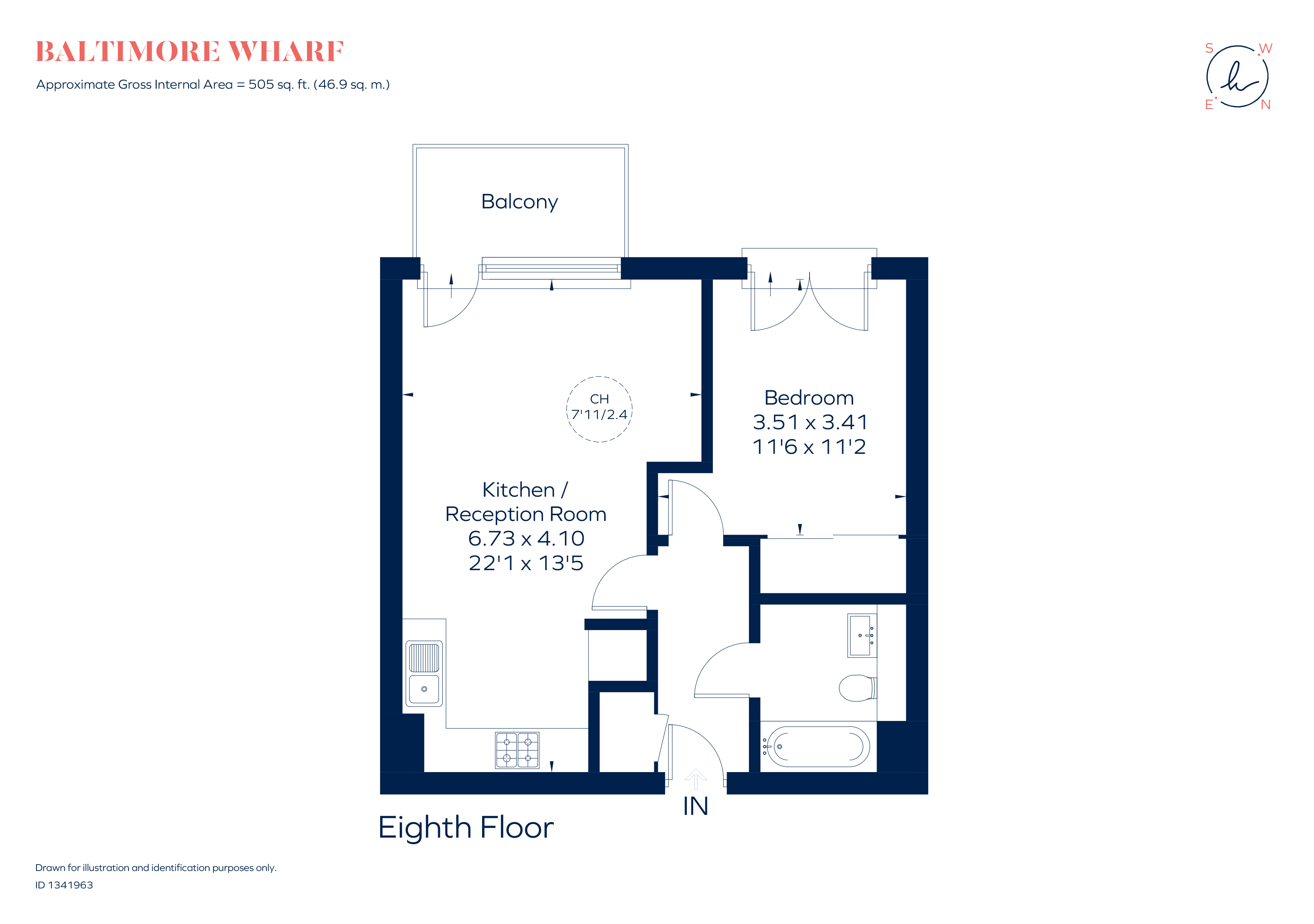 Apartment 845, 12, Baltimore Wharf, London floorplan
