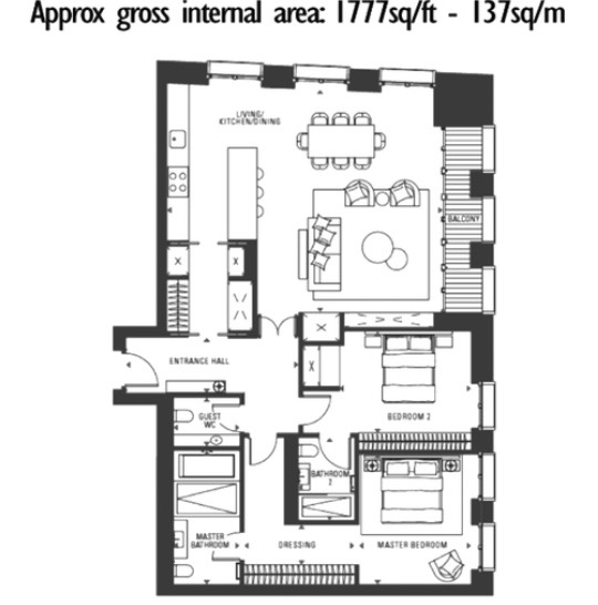 Flat 11, Block 1 Lancer Square, Lancer Square, London floorplan