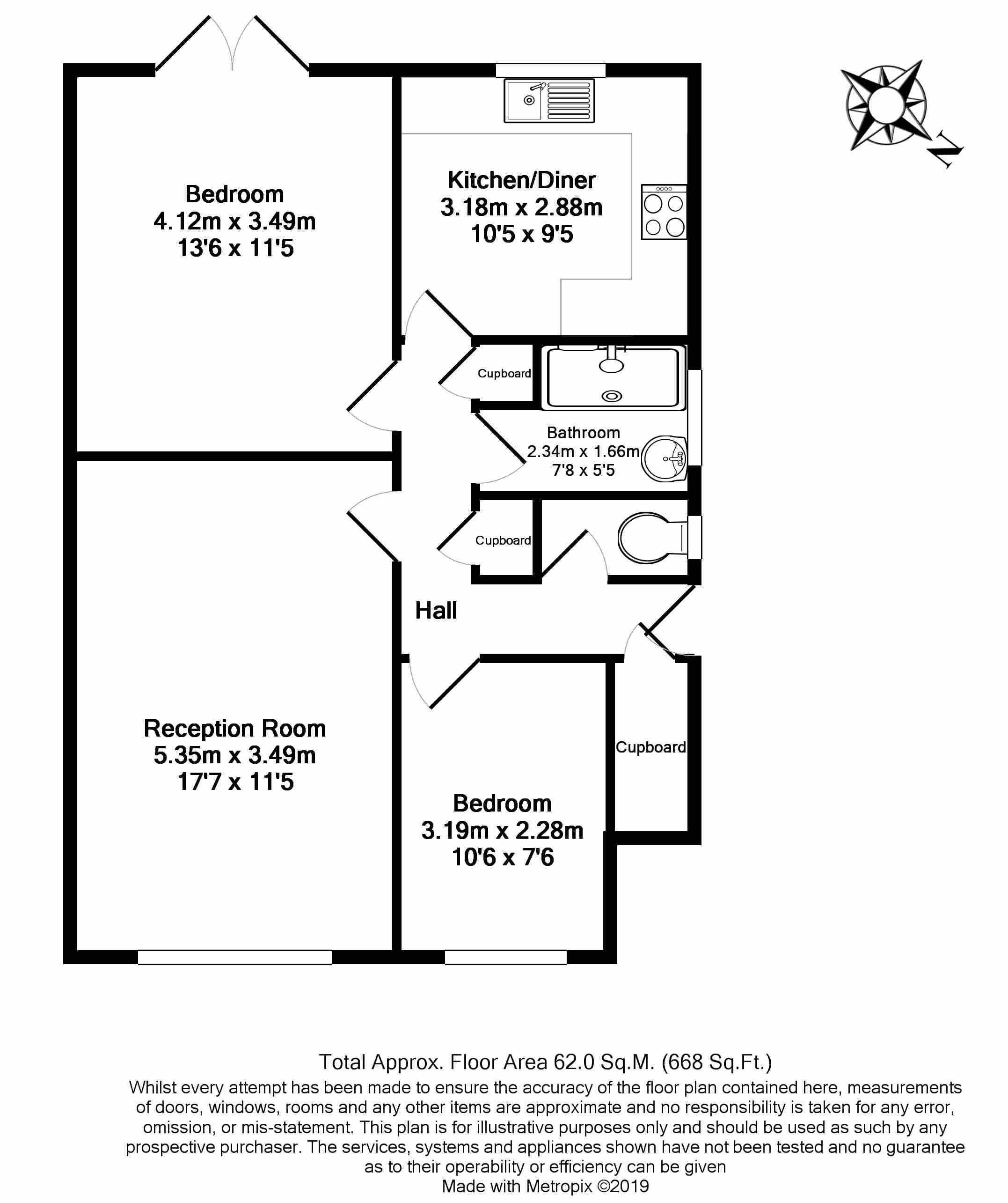 2 Bedrooms Maisonette for sale in Headley Close, West Ewell KT19