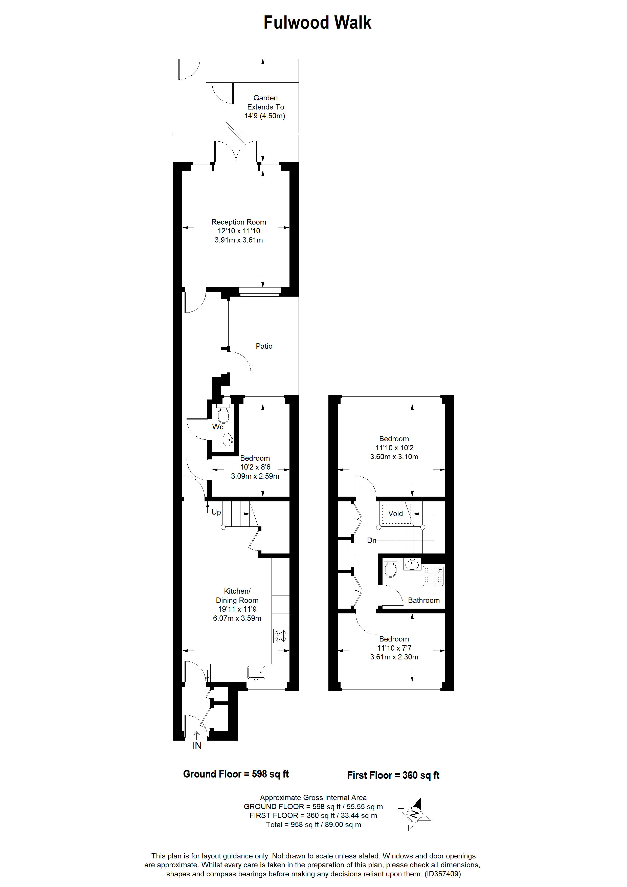 3 Bedrooms Terraced house for sale in Fulwood Walk, London SW19