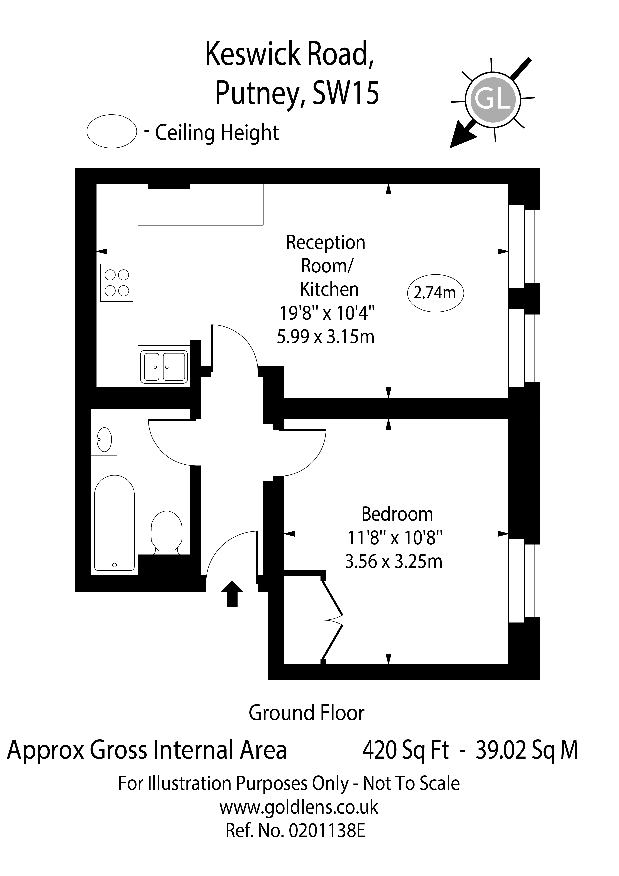 Keswick Road, London SW15, 1 bedroom flat for sale 64458602