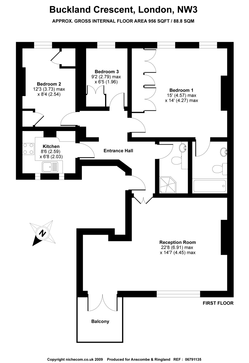 3 Bedrooms Flat to rent in Buckland Crescent, Belsize Park NW3,